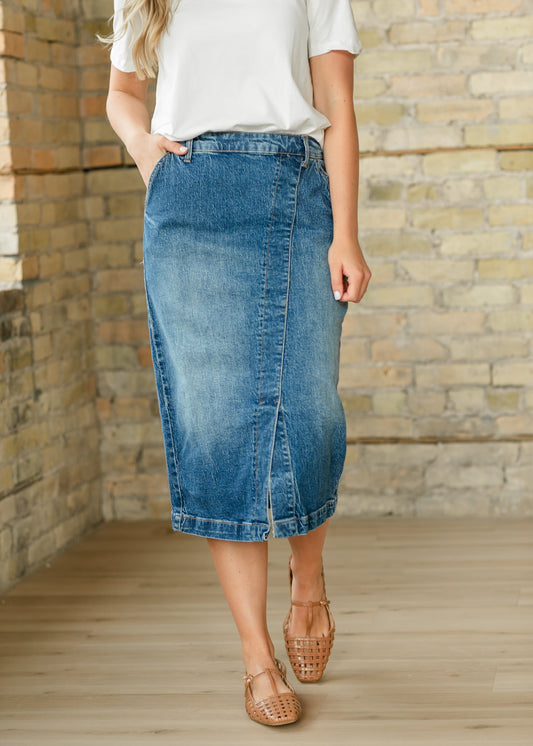 Ayla Wrap Denim Midi Skirt - FINAL SALE