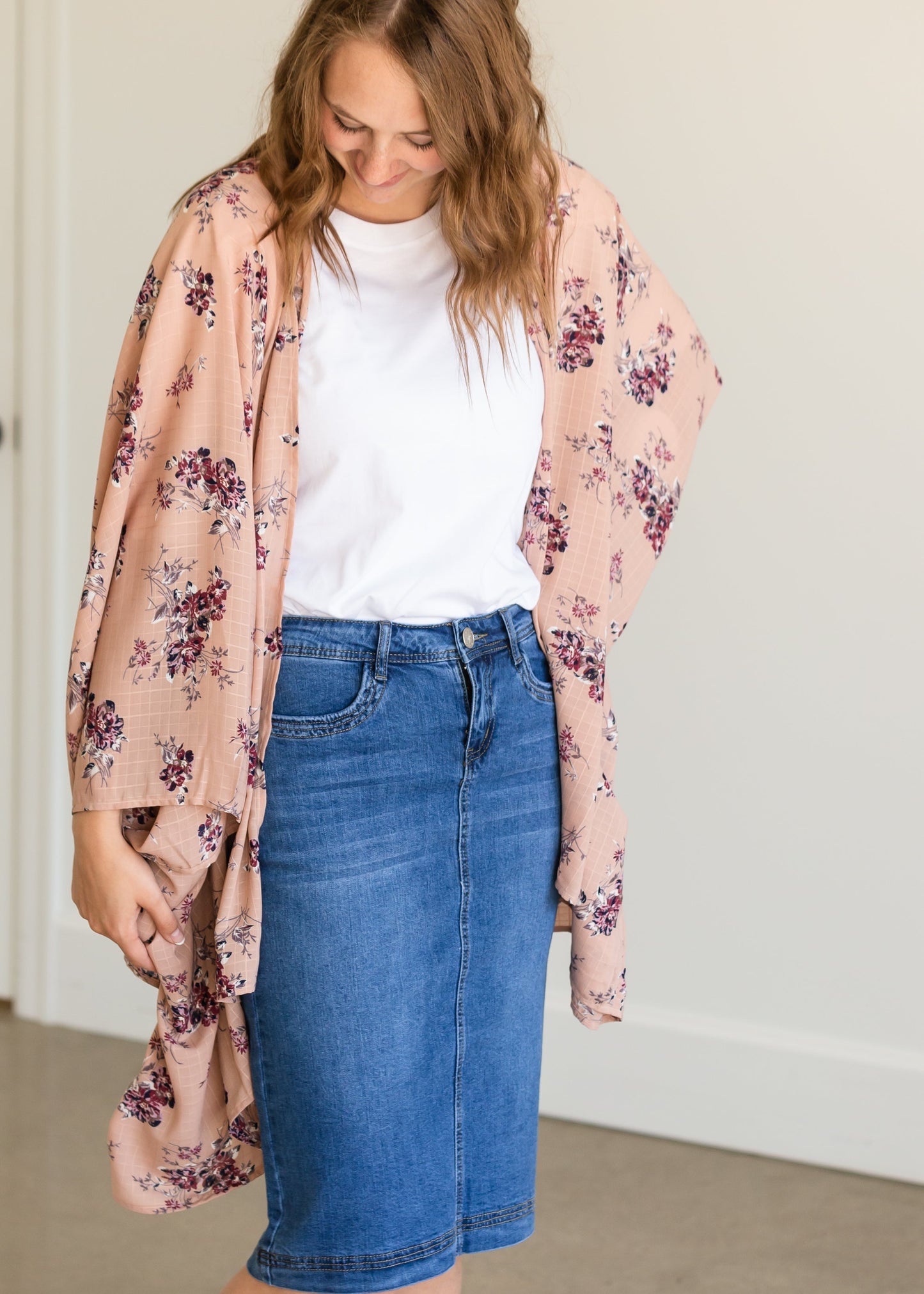 Bailee Triple Stitch Midi Denim Jean Skirt - FINAL SALE
