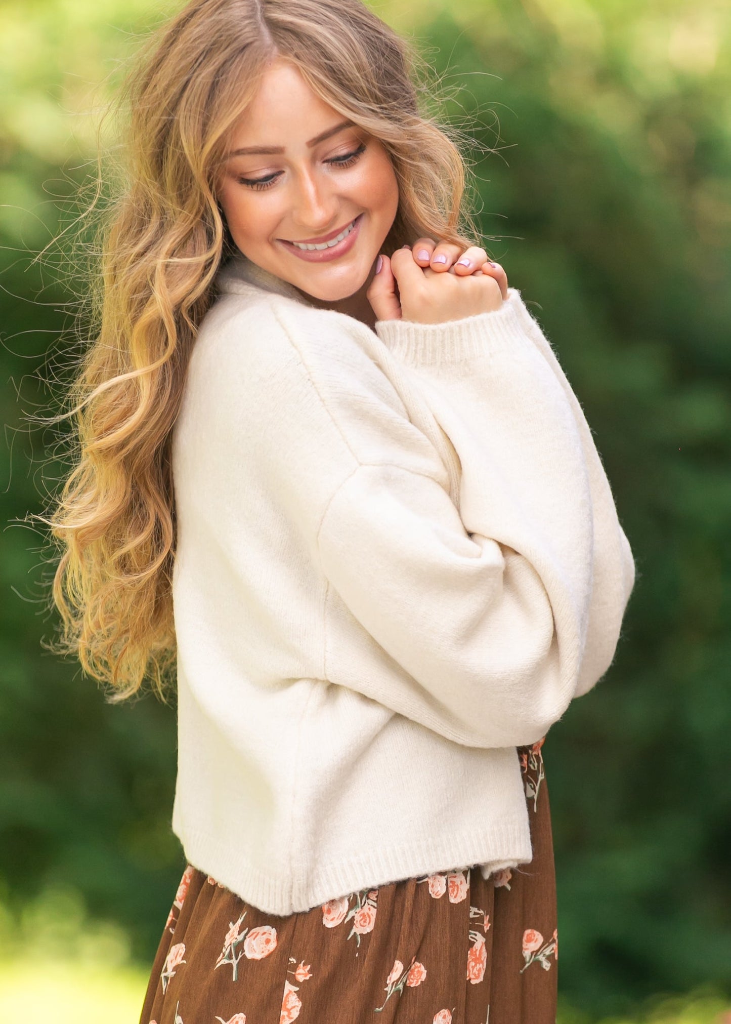 Balloon Sleeve Open Front Knit Cardigan - FINAL SALE