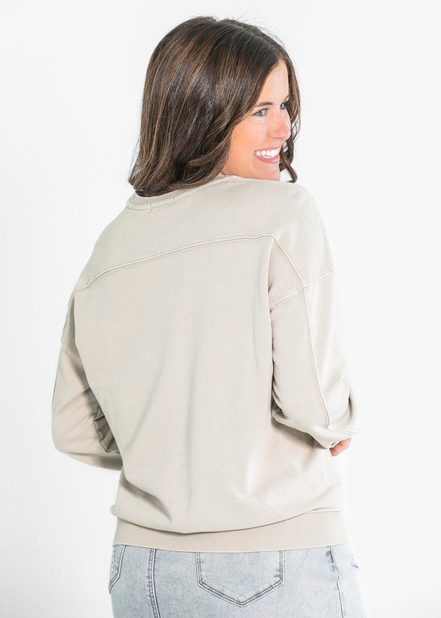 Basic Acid Wash Pullover Crewneck Sweatshirt - FINAL SALE
