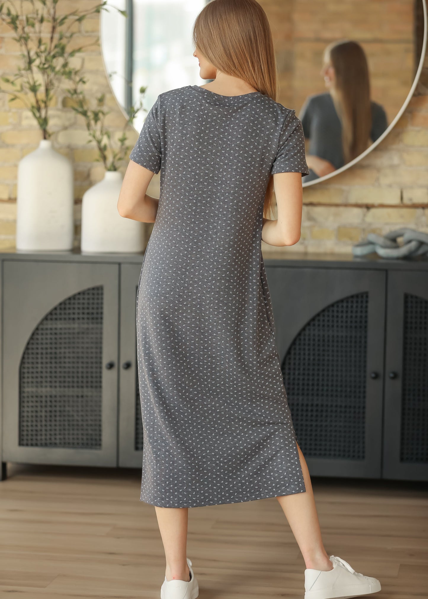 Baylor Floral Ribbed Tee Shirt Dress