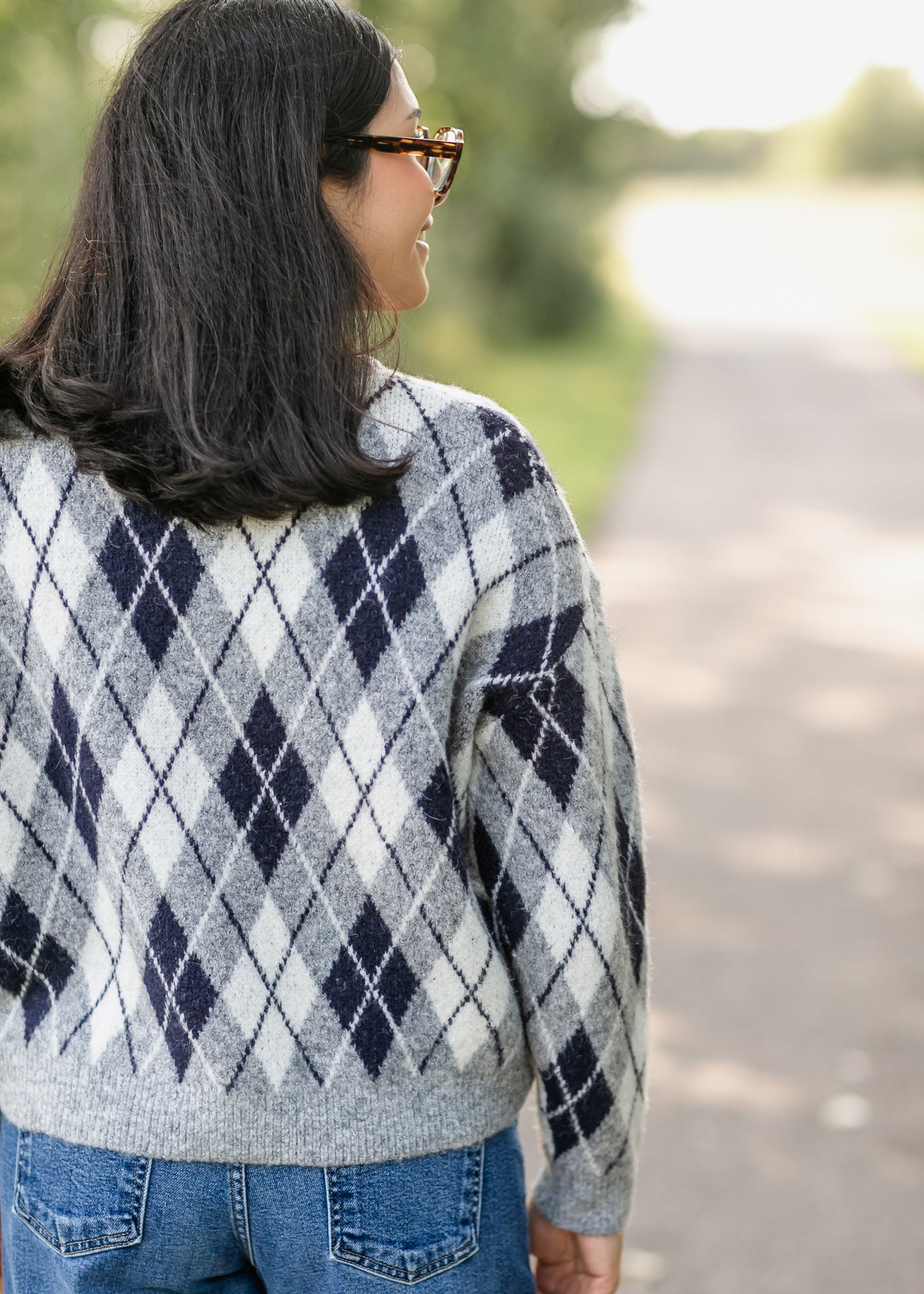 Bec Argyle Button Up Cardigan - FINAL SALE