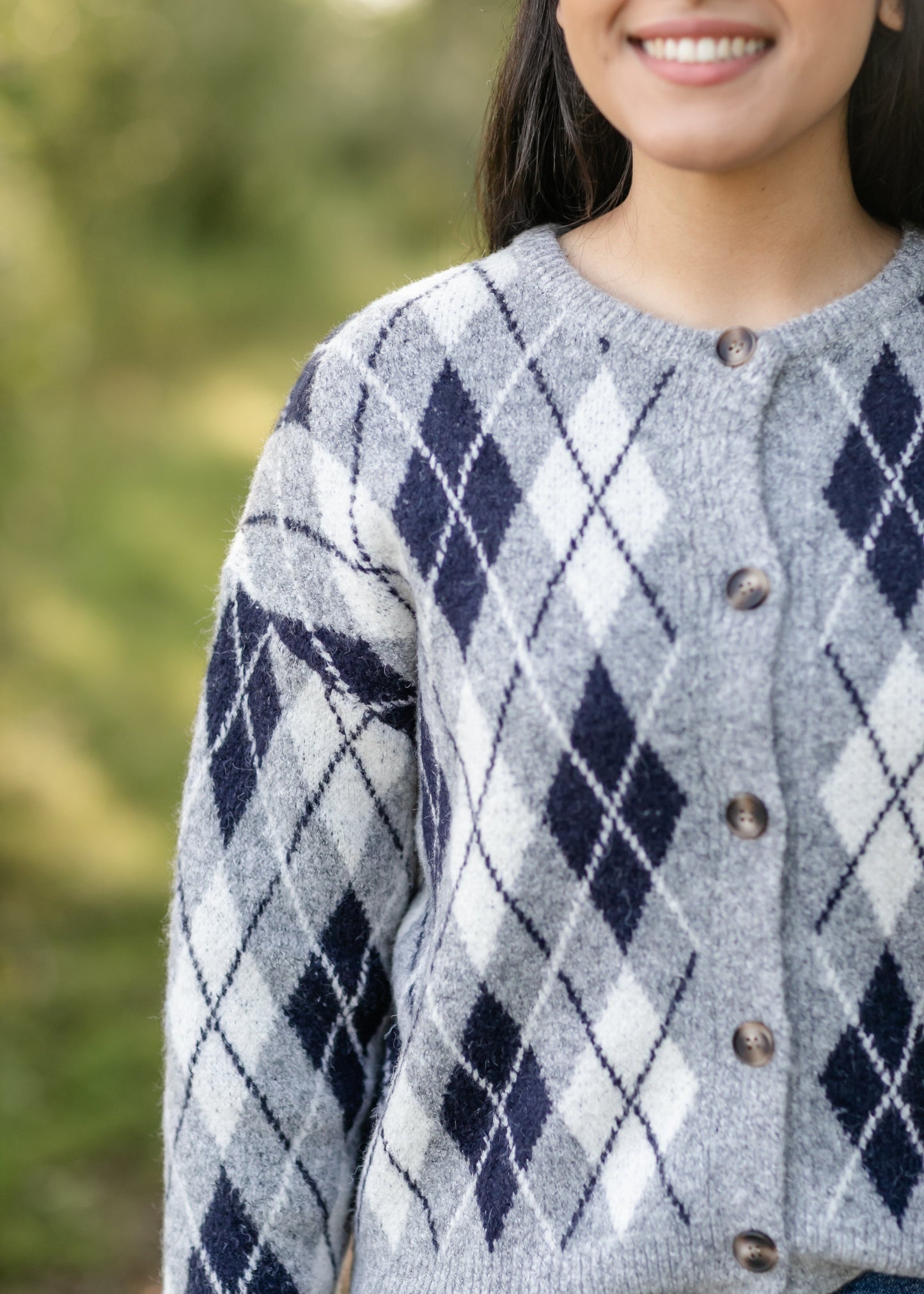 Bec Argyle Button Up Cardigan - FINAL SALE