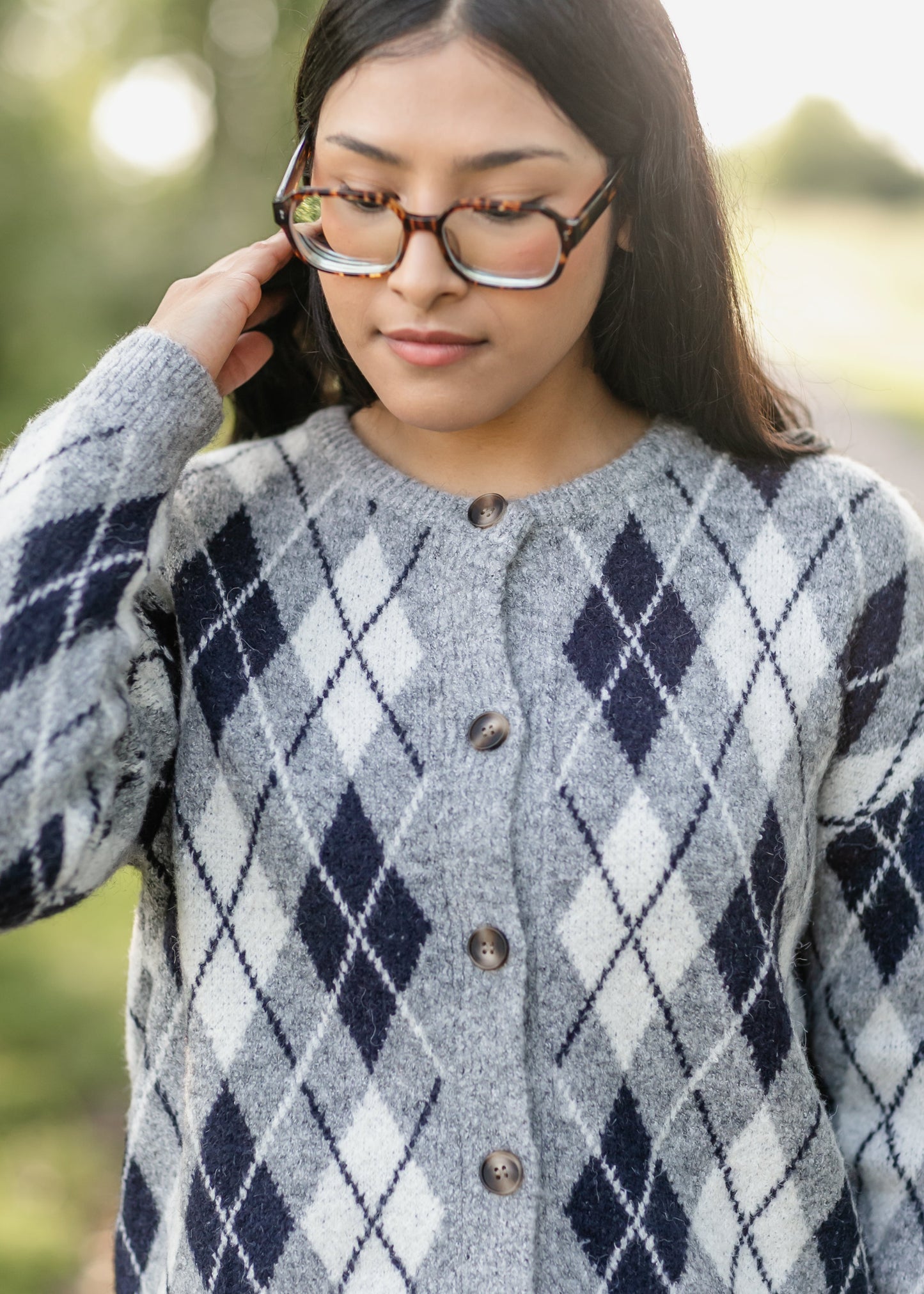 Bec Argyle Button Up Cardigan - FINAL SALE