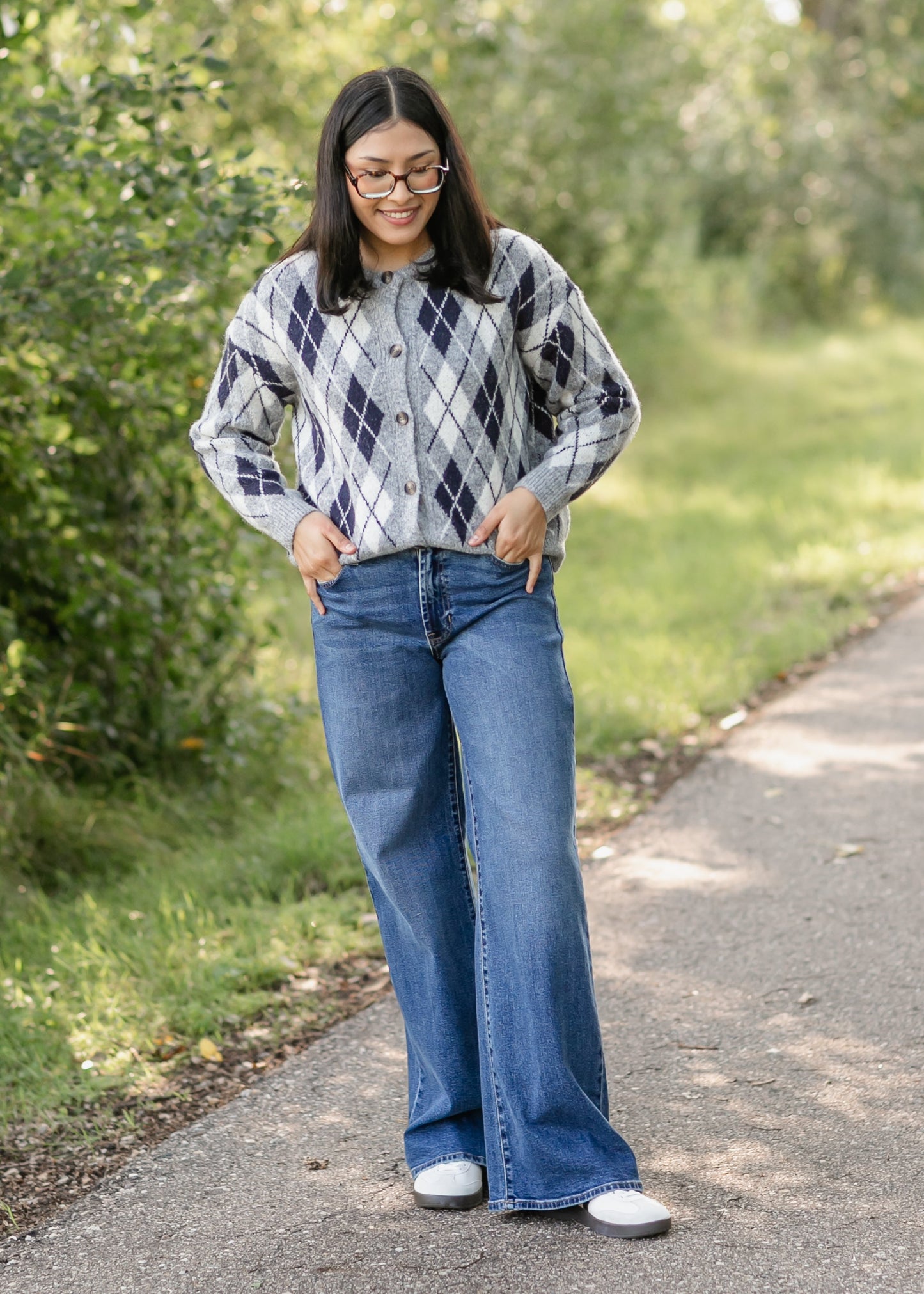 Bec Argyle Button Up Cardigan - FINAL SALE