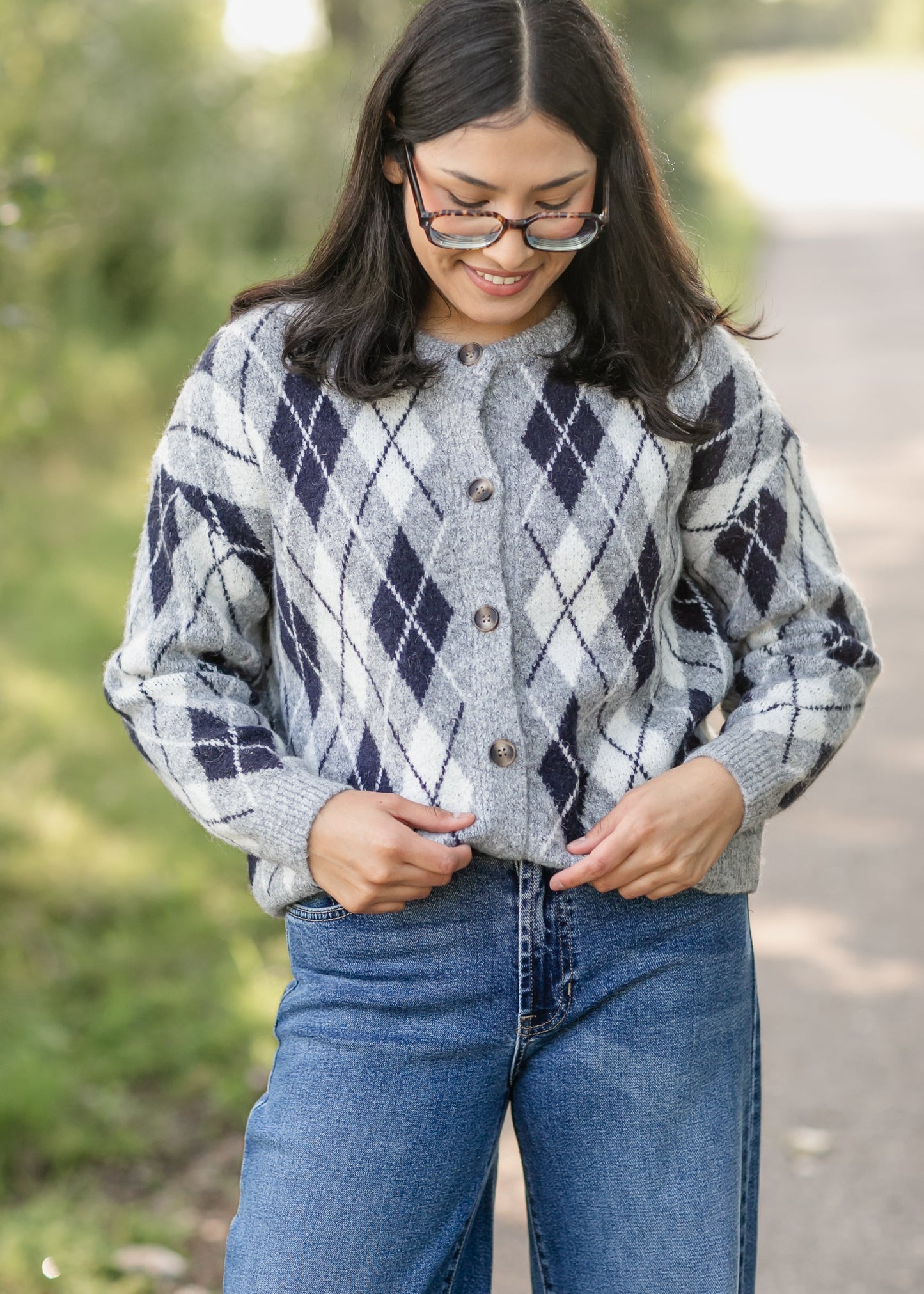 Bec Argyle Button Up Cardigan - FINAL SALE