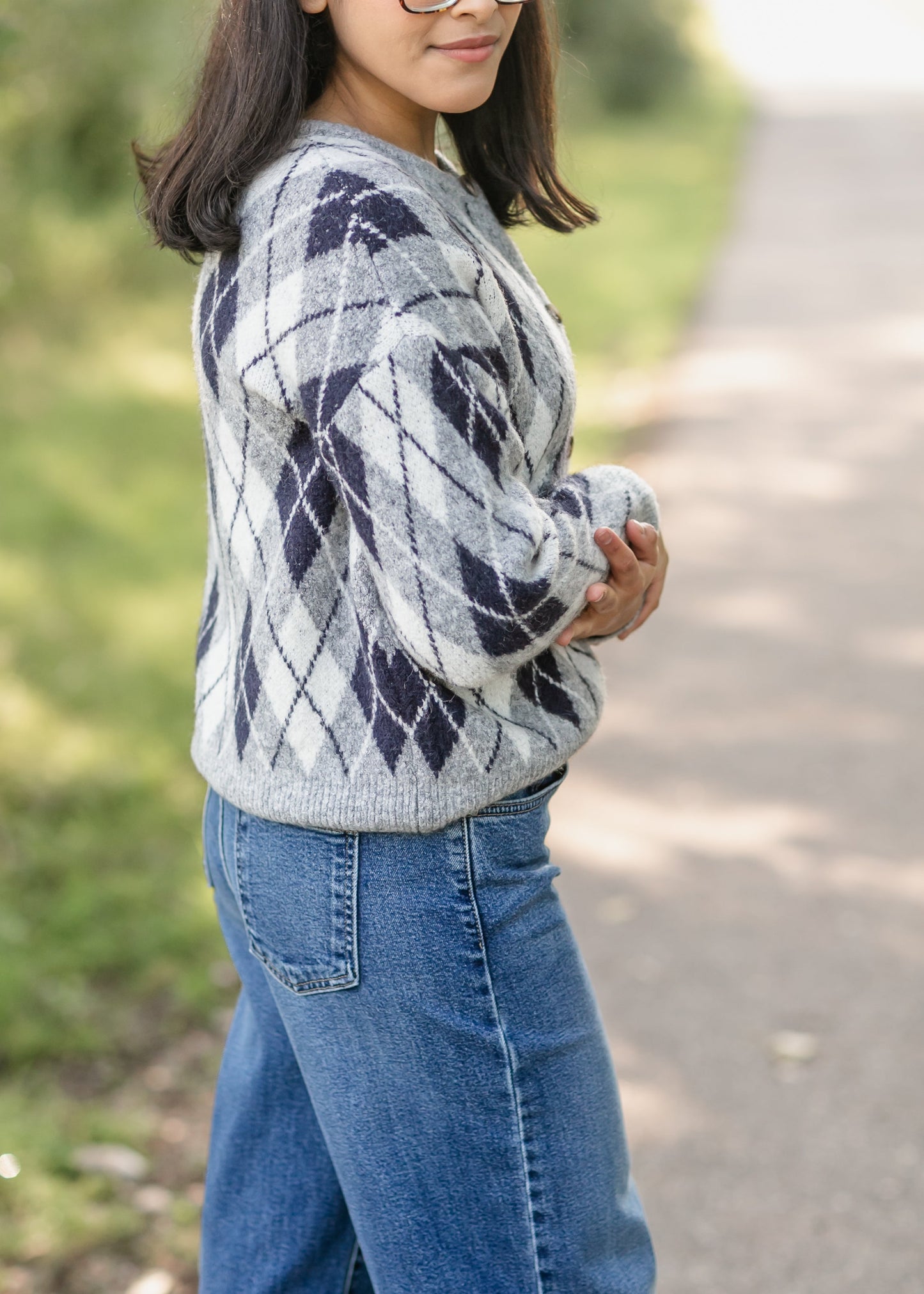 Bec Argyle Button Up Cardigan - FINAL SALE