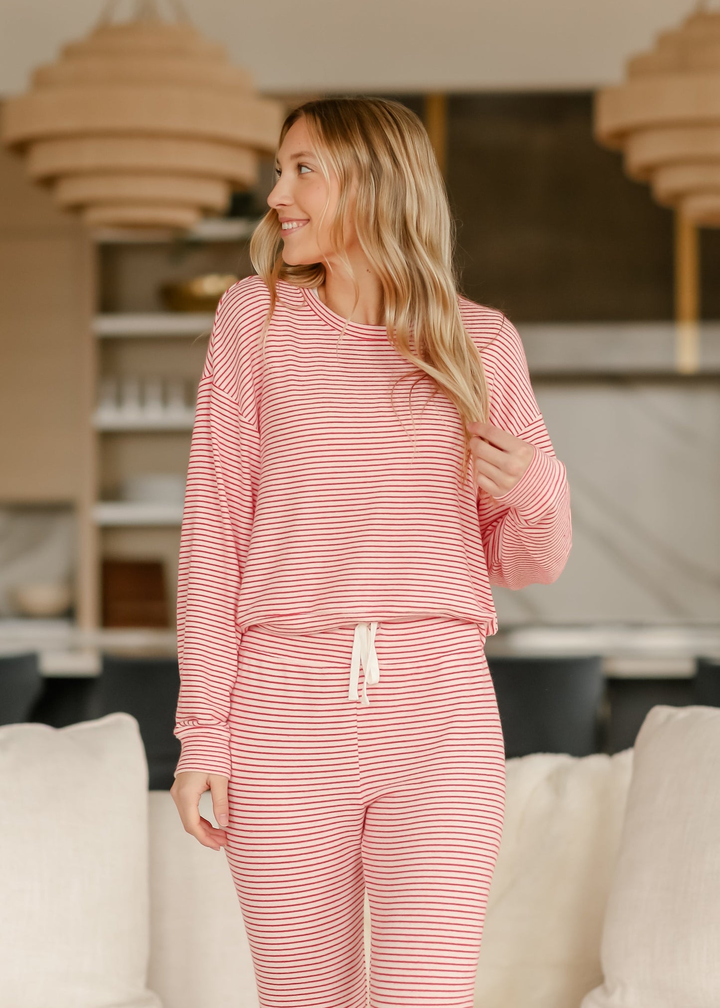 Bisous Stripe Long Sleeve Soft Lounge Top - FINAL SALE