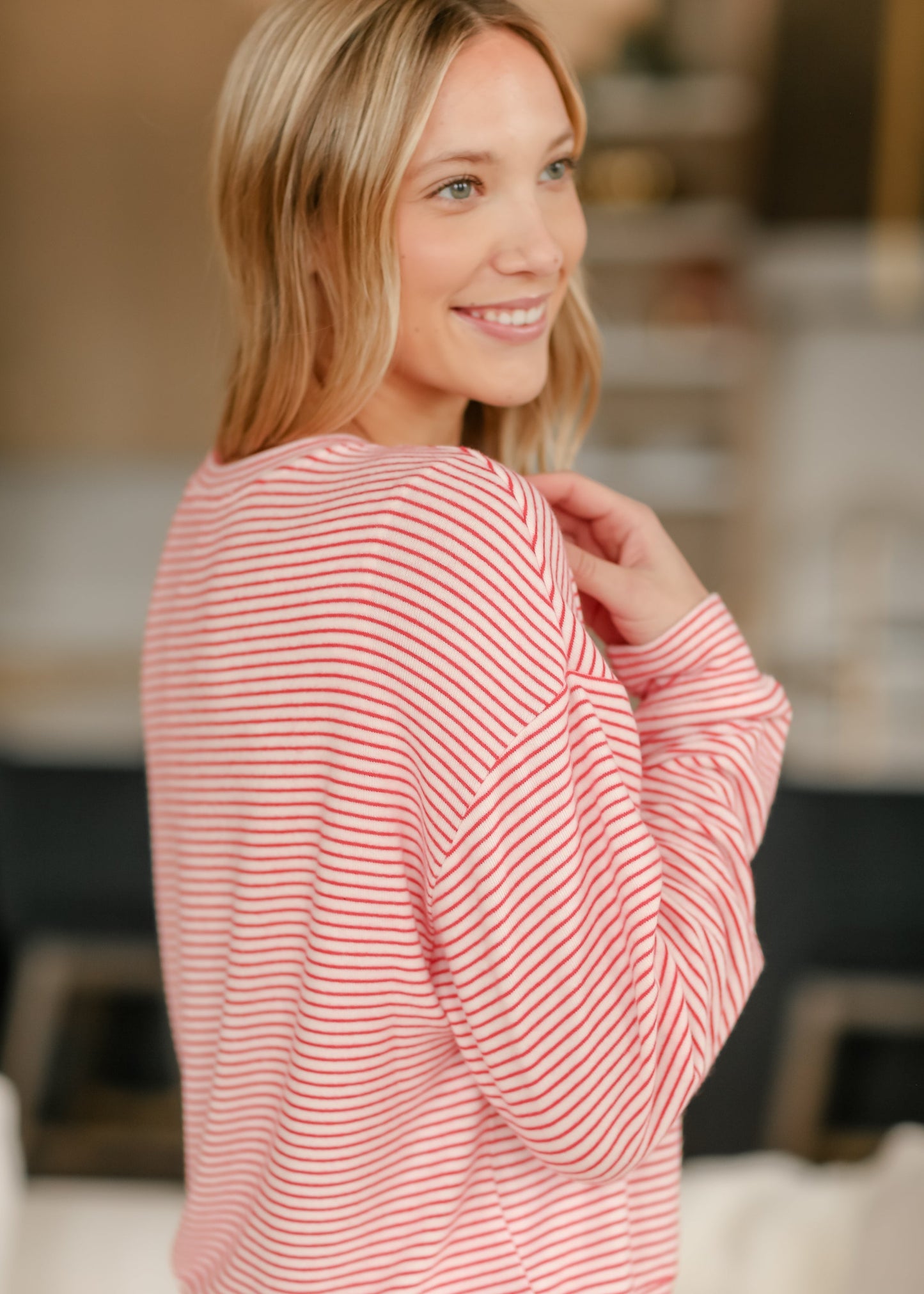 Bisous Stripe Long Sleeve Soft Lounge Top - FINAL SALE