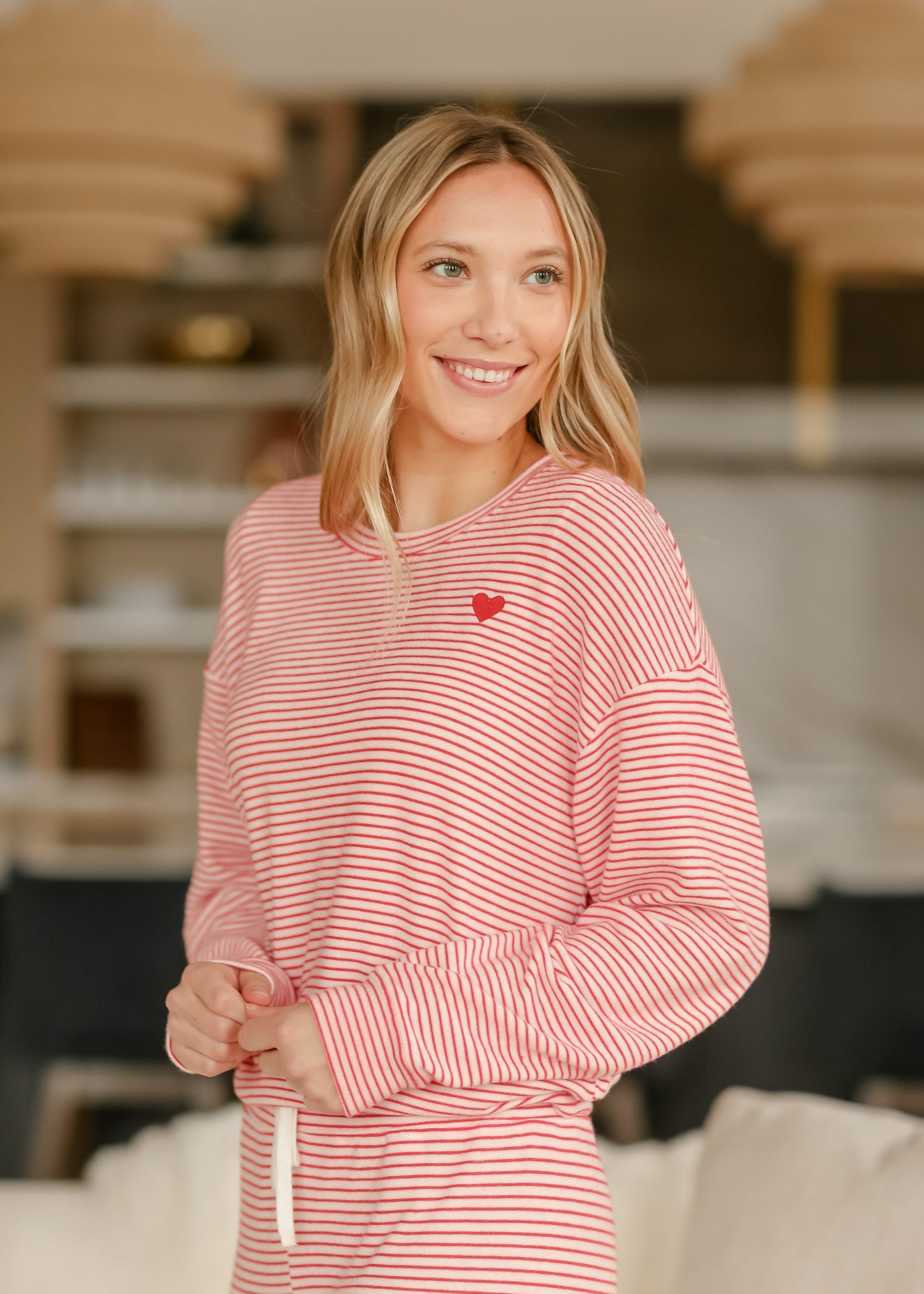 Bisous Stripe Long Sleeve Soft Lounge Top - FINAL SALE