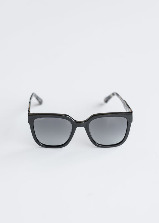 Black Beige Tortoise Square Frame Polarized Sunglasses