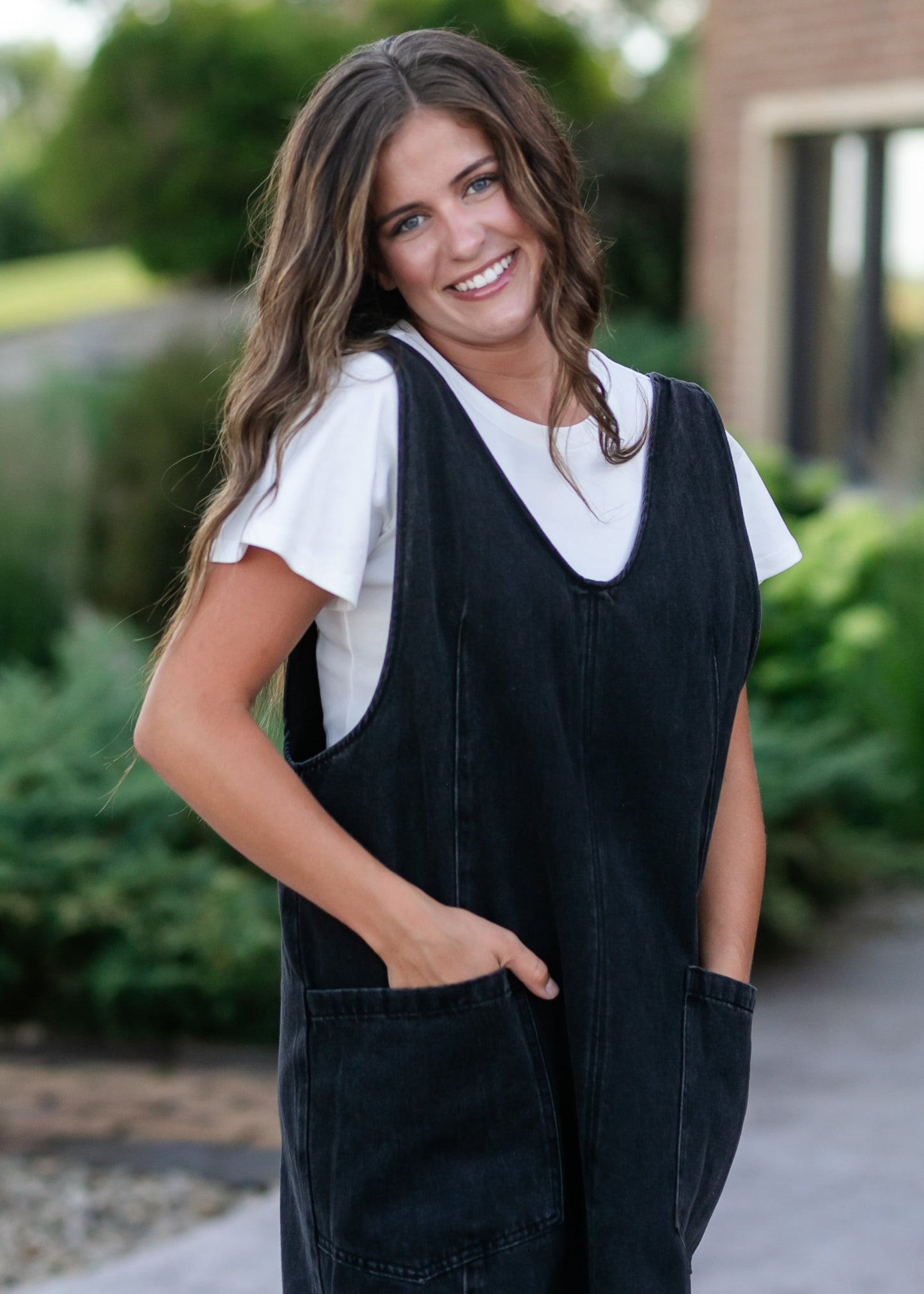 Black Denim Overall Dress - FINAL SALE