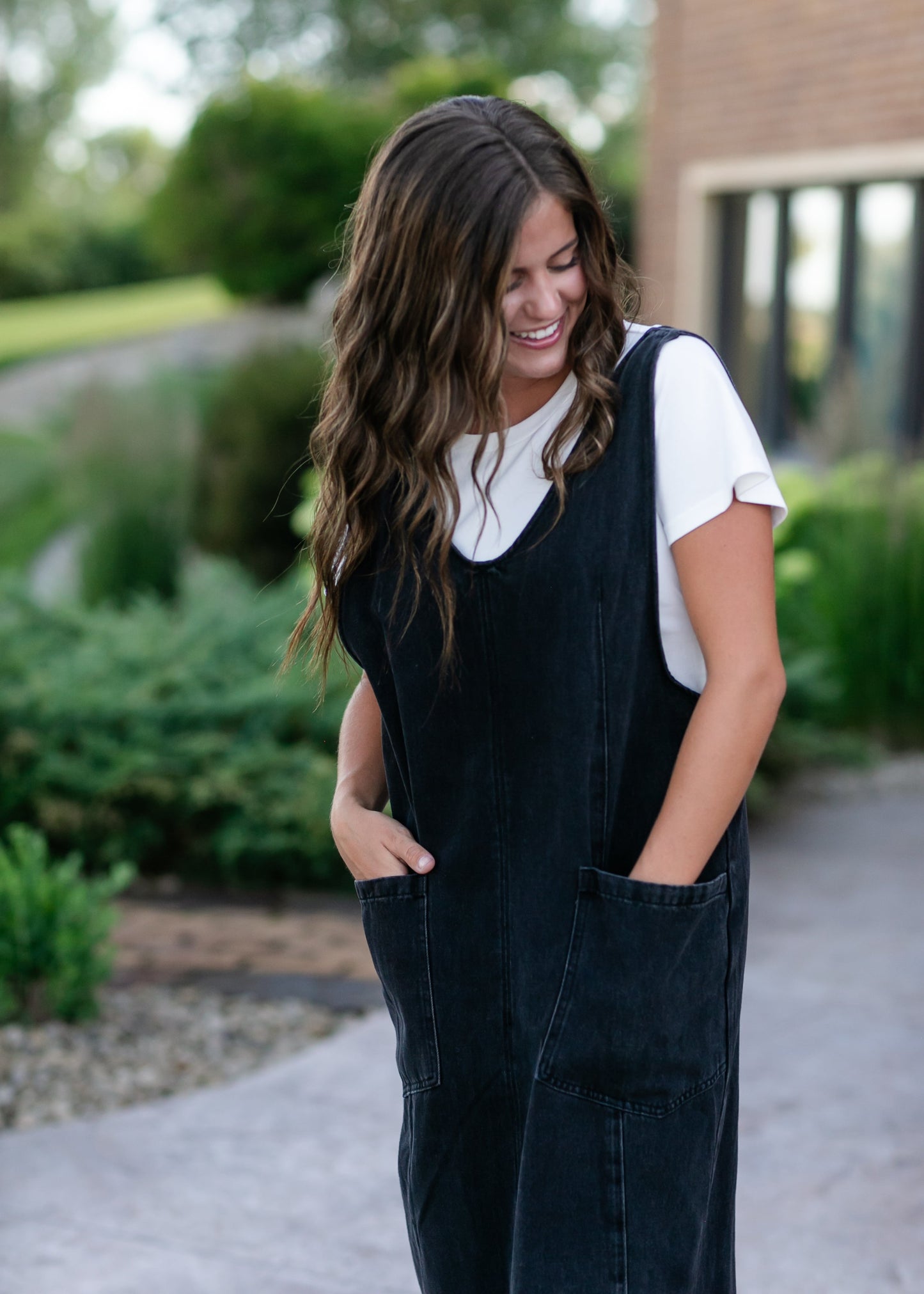 Black Denim Overall Dress - FINAL SALE