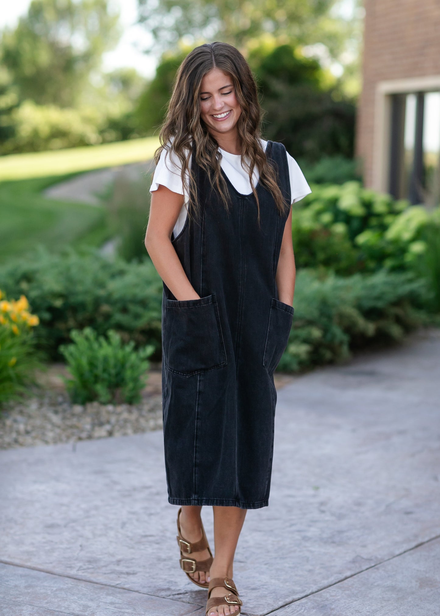 Black Denim Overall Dress - FINAL SALE