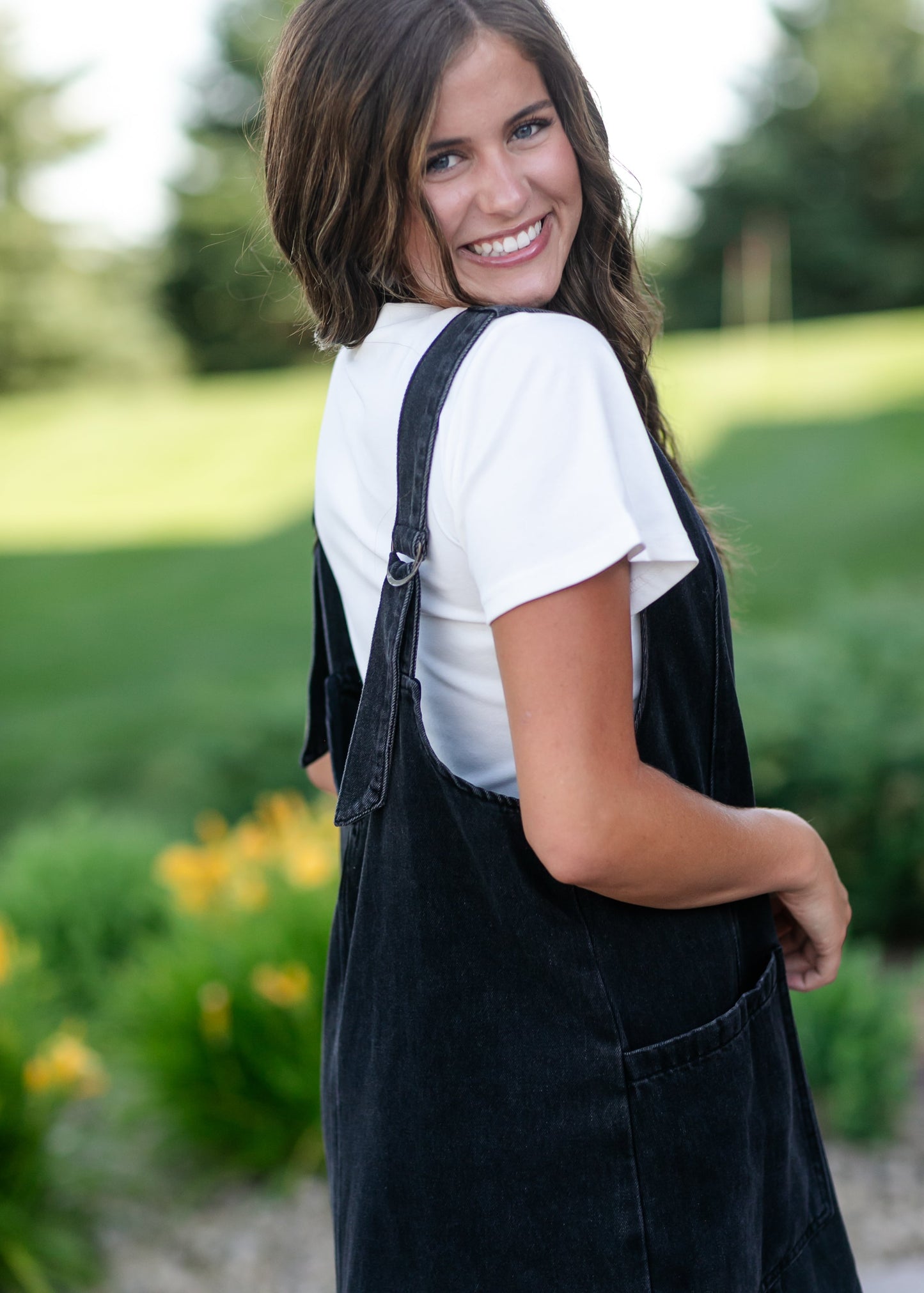 Black Denim Overall Dress - FINAL SALE