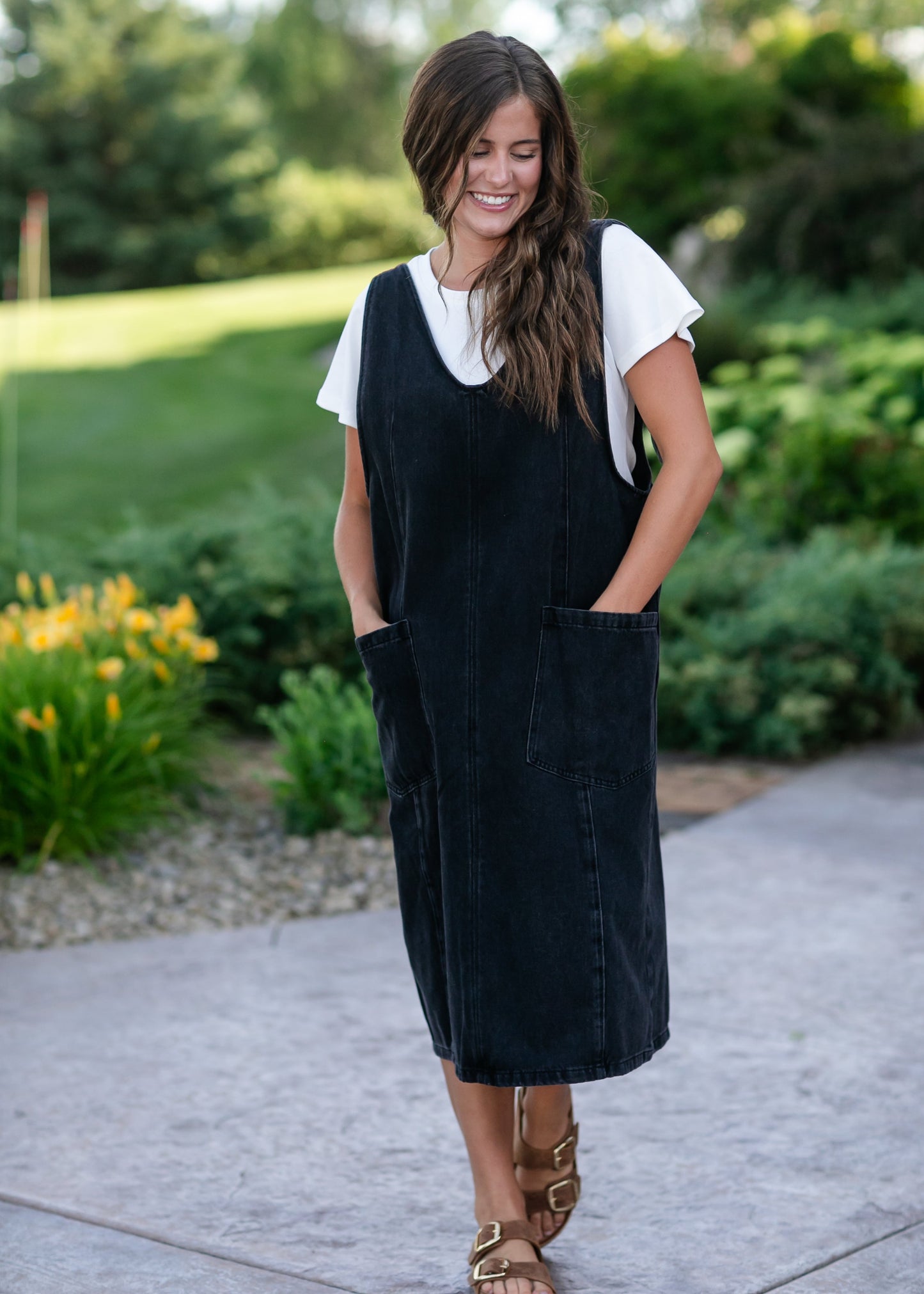 Black Denim Overall Dress - FINAL SALE