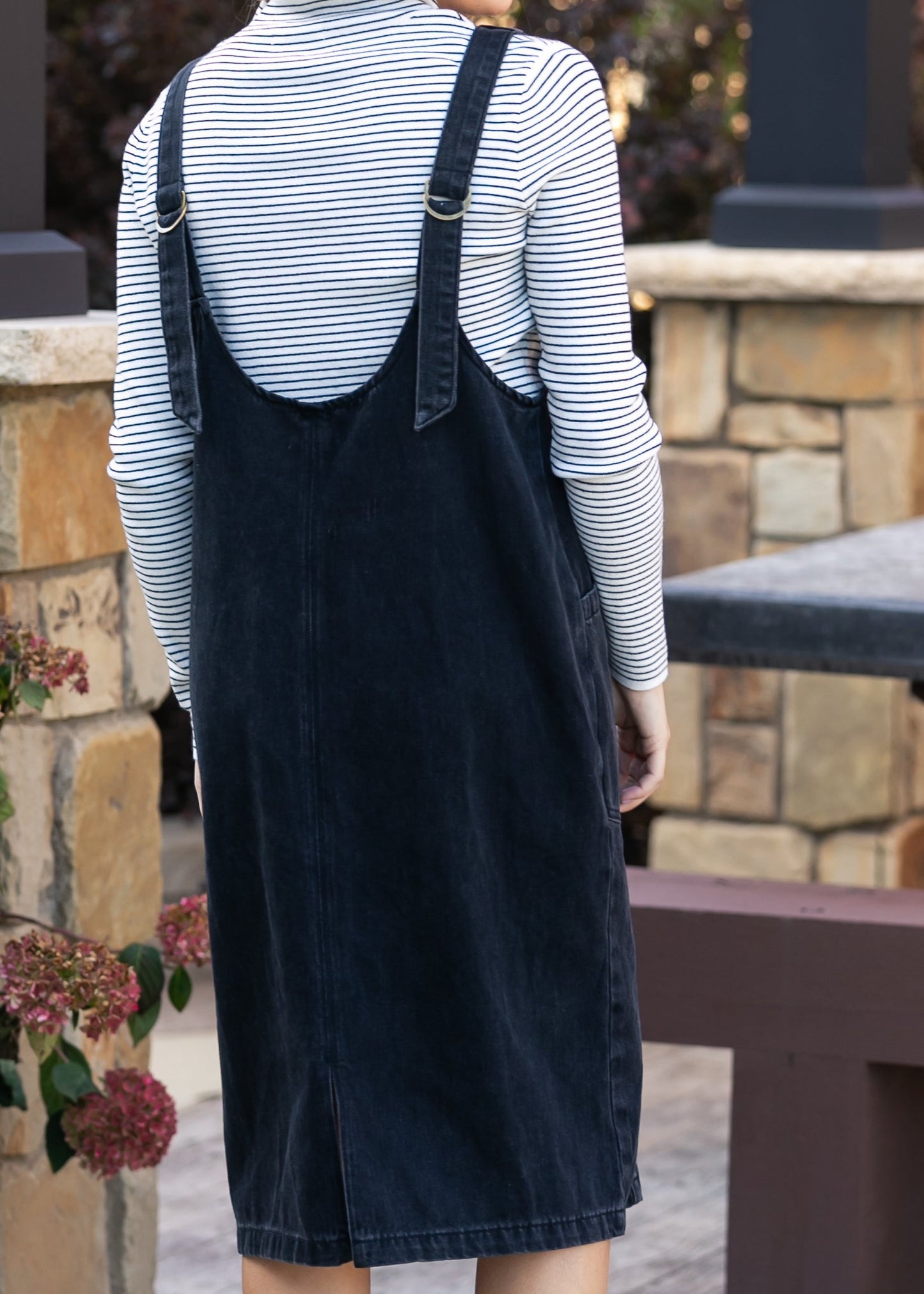 Black Denim Overall Dress - FINAL SALE