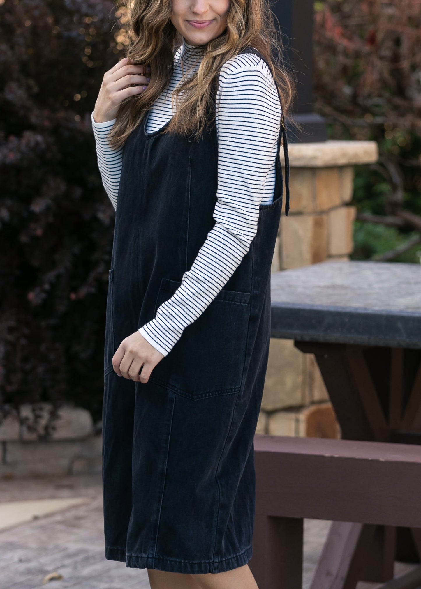 Black Denim Overall Dress - FINAL SALE