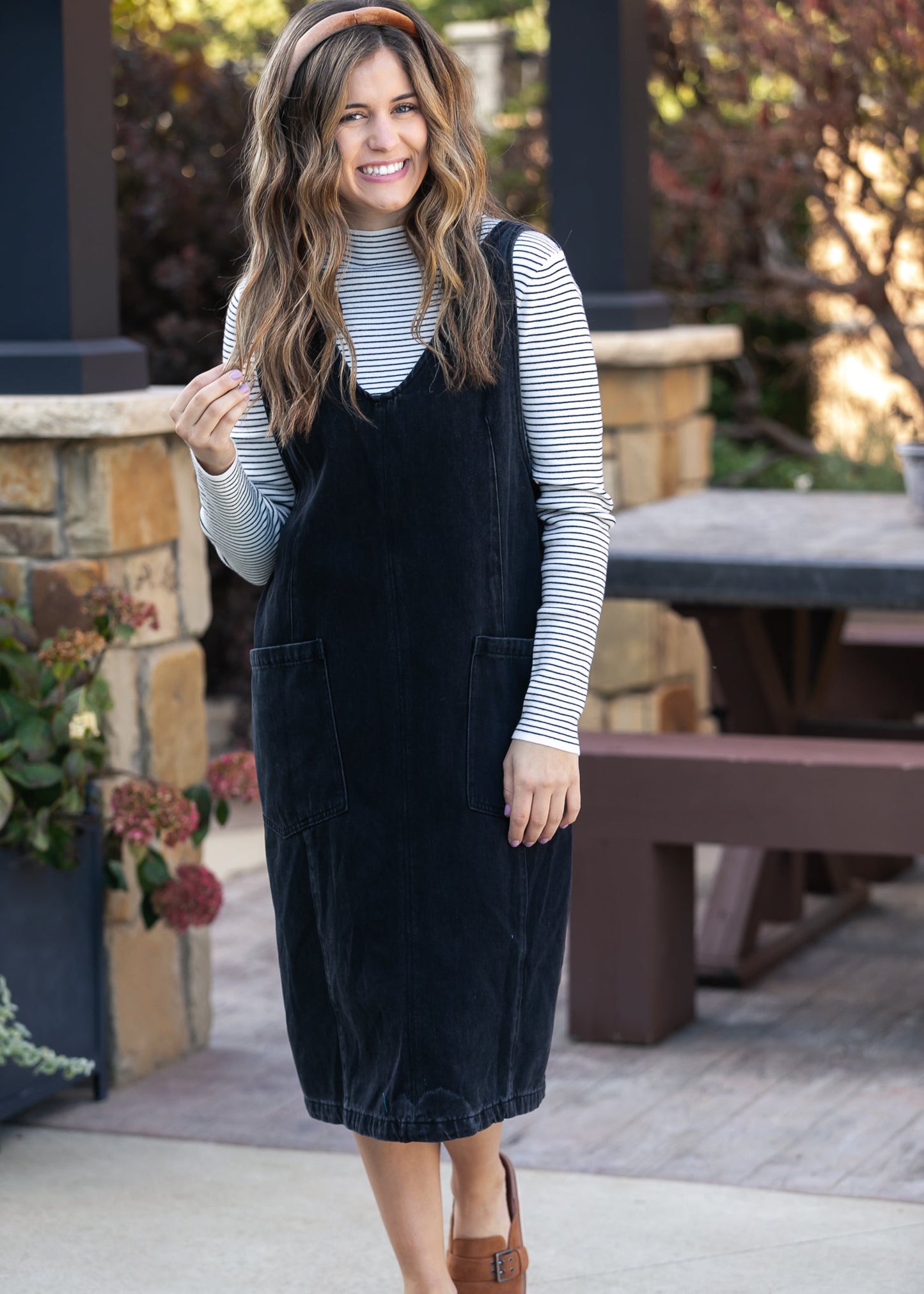 Black Denim Overall Dress - FINAL SALE