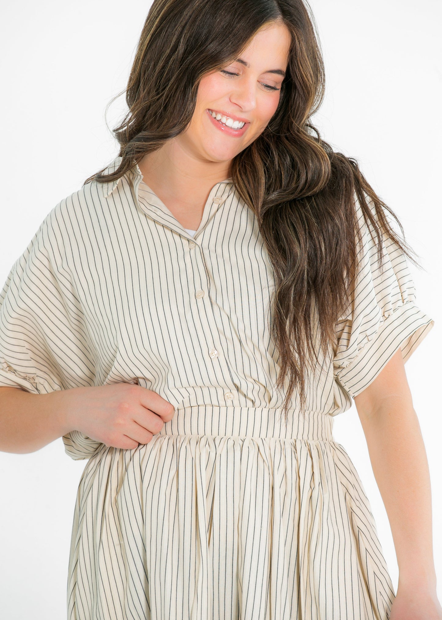 Black Striped A-line Midi Skirt - FINAL SALE