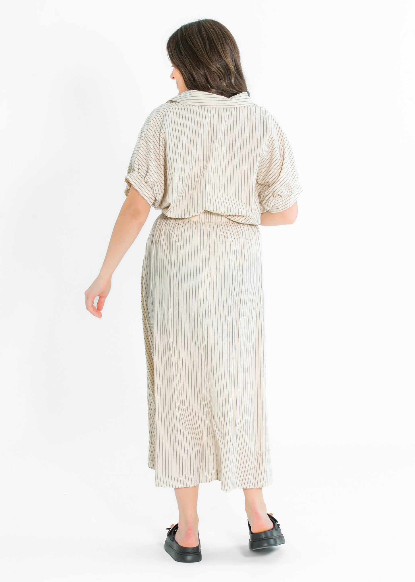 Black Striped A-line Midi Skirt - FINAL SALE
