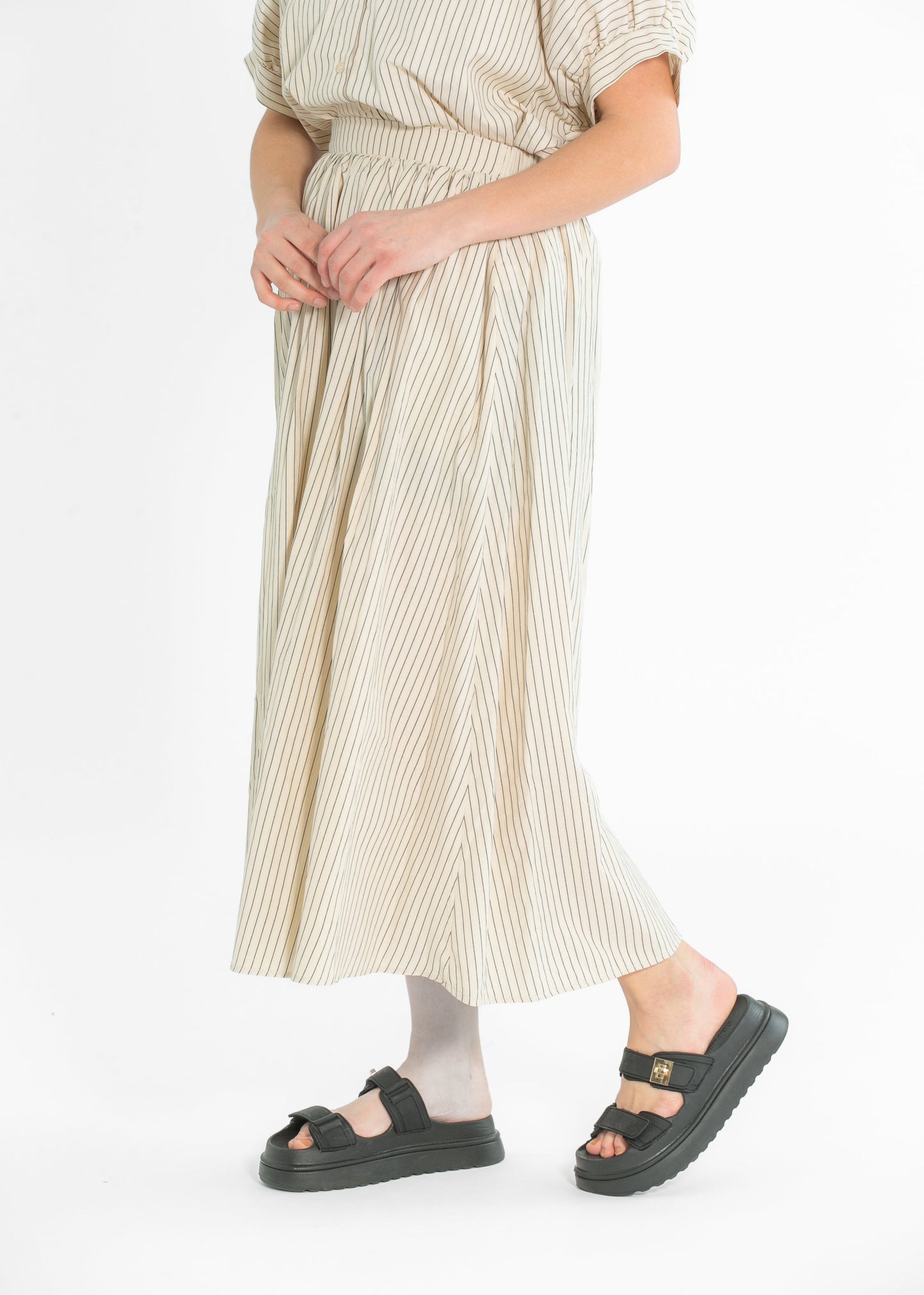 Black Striped A-line Midi Skirt - FINAL SALE