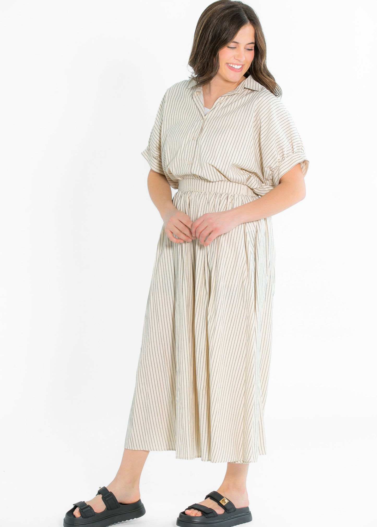 Black Striped A-line Midi Skirt - FINAL SALE
