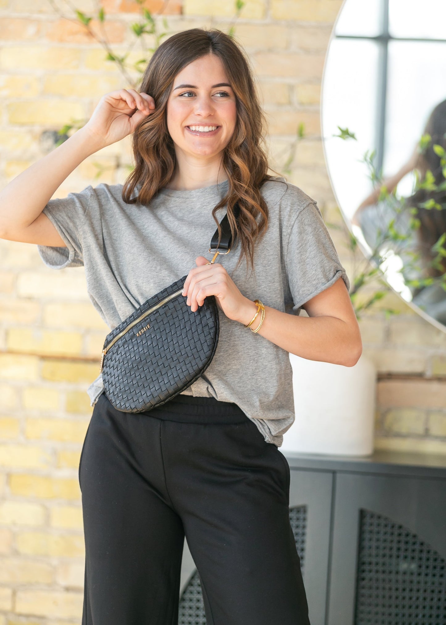 Black Terrace Woven Crossbody Bag