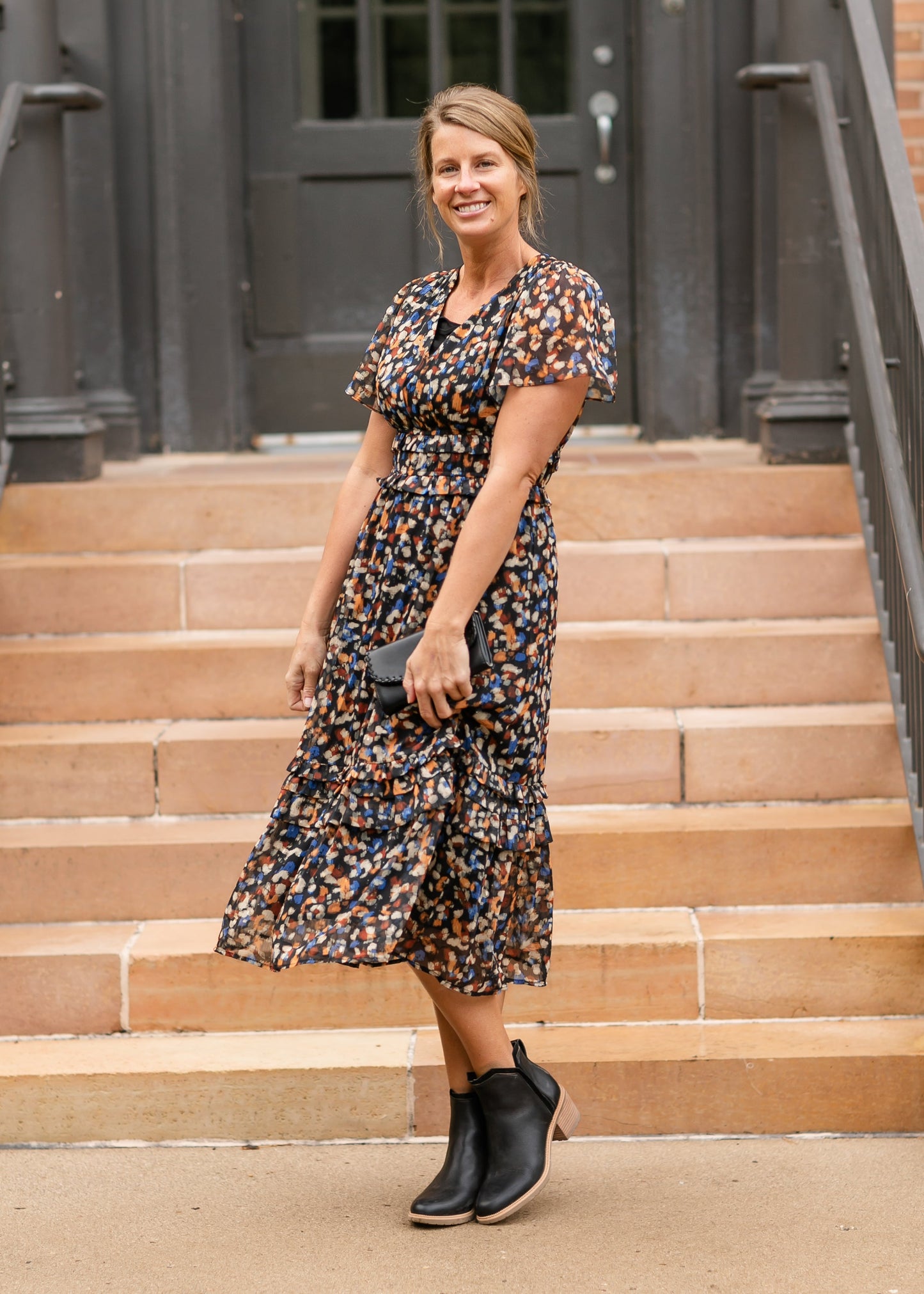 Sadie & Sage® Black V-neck Ruffle Midi Dress - FINAL SALE