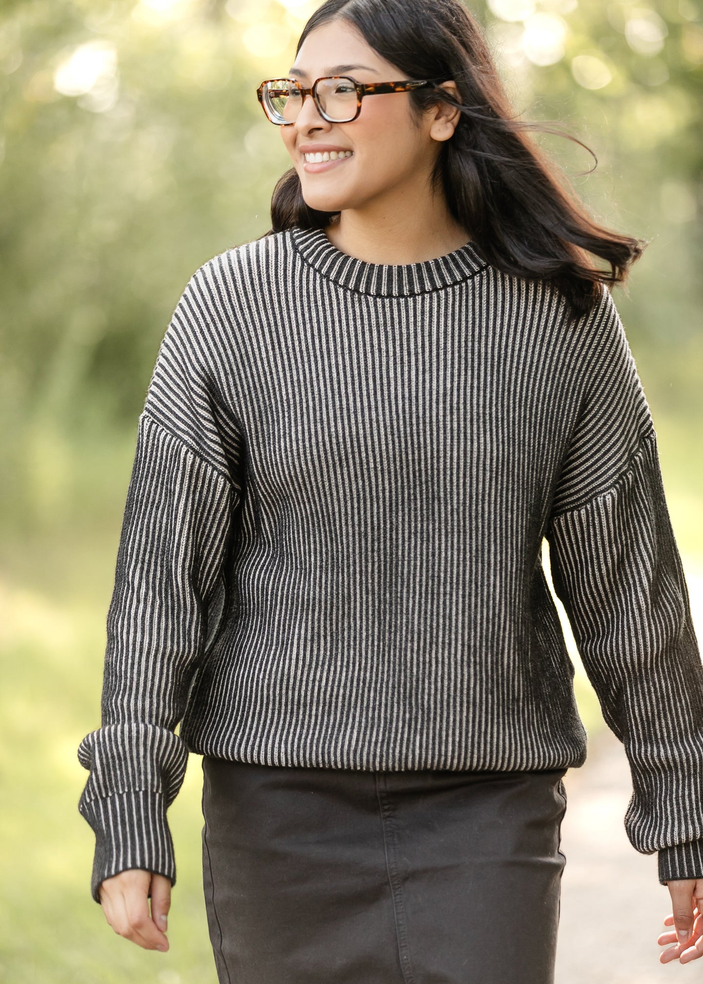 elan Black White Knit Sweater - FINAL SALE