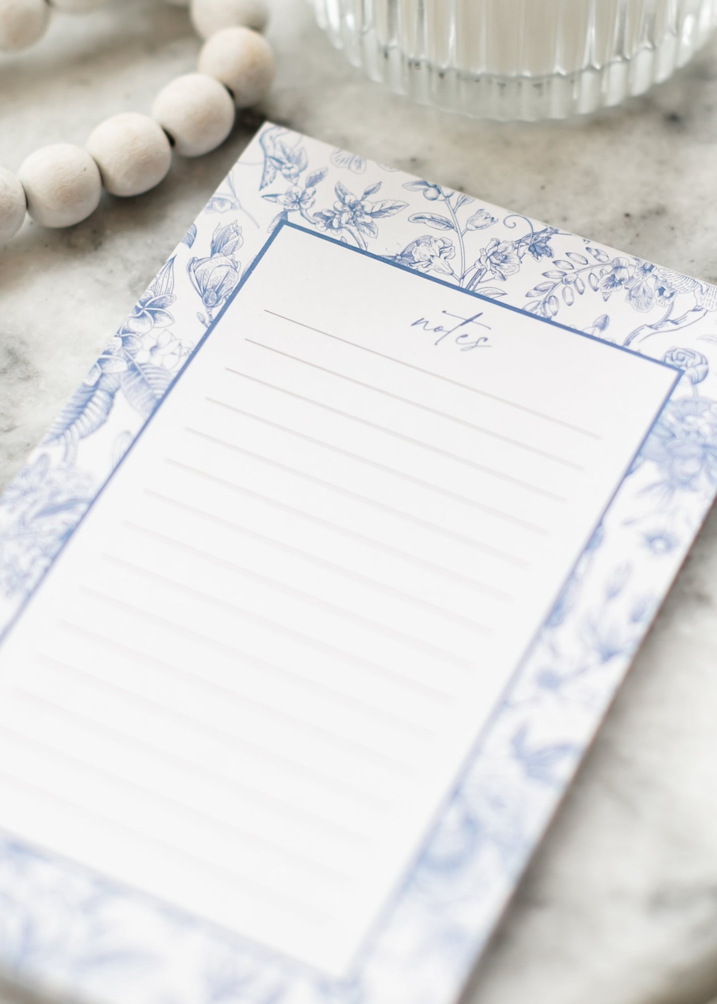Blue Delft Floral Stationary Notepad