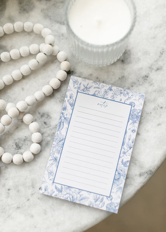 Blue Delft Floral Stationary Notepad