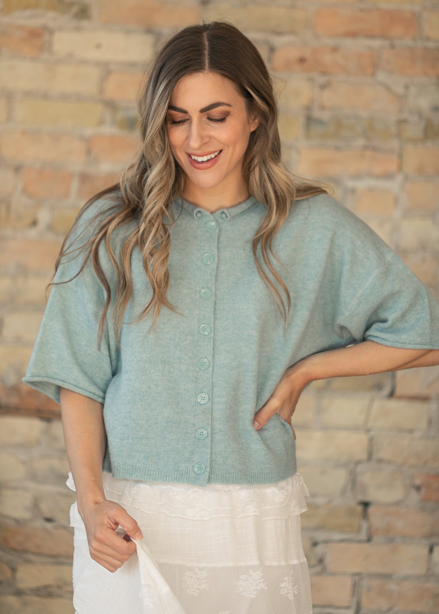 Blue Lightweight Short Sleeve Cardigan