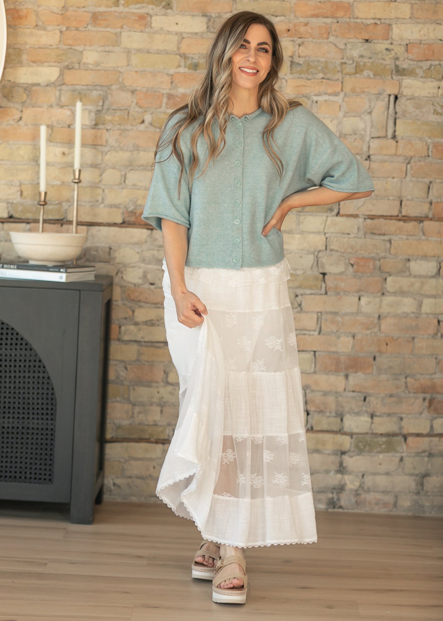 Blue Lightweight Short Sleeve Cardigan