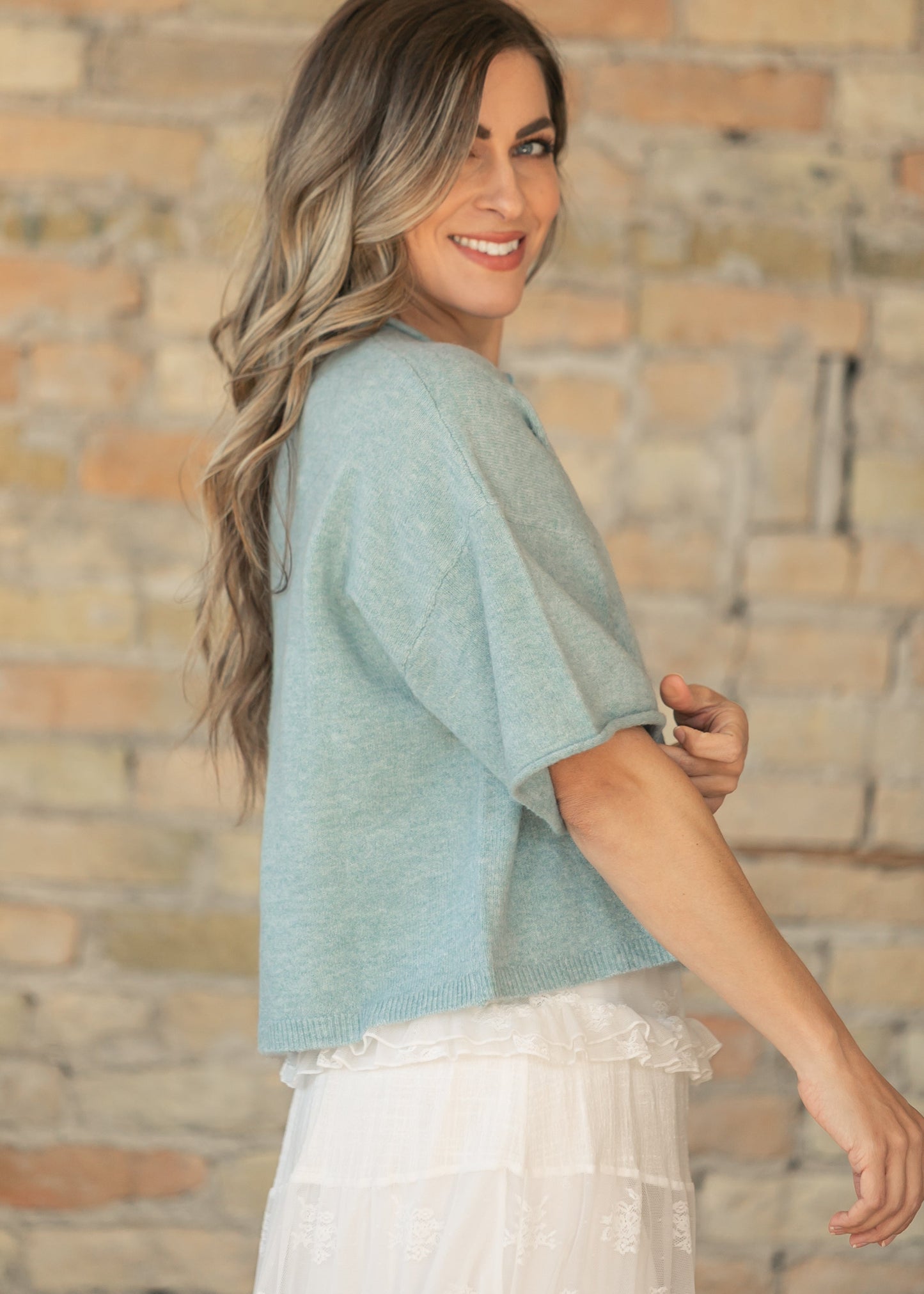 Blue Lightweight Short Sleeve Cardigan