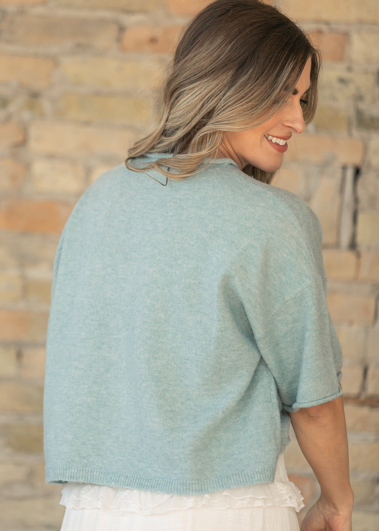 Blue Lightweight Short Sleeve Cardigan