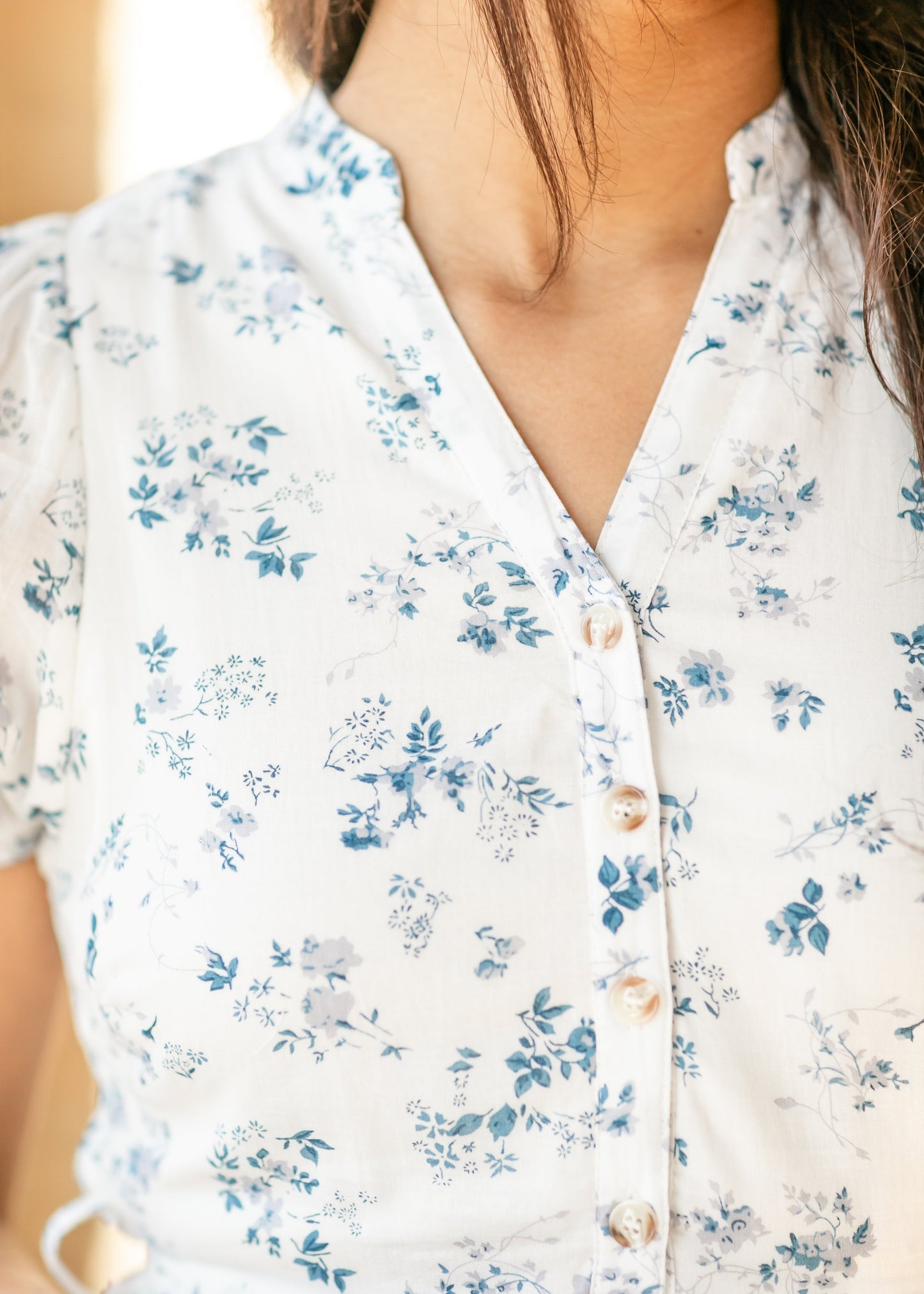 Blue Printed Button Front Tiered Maxi Dress - FINAL SALE