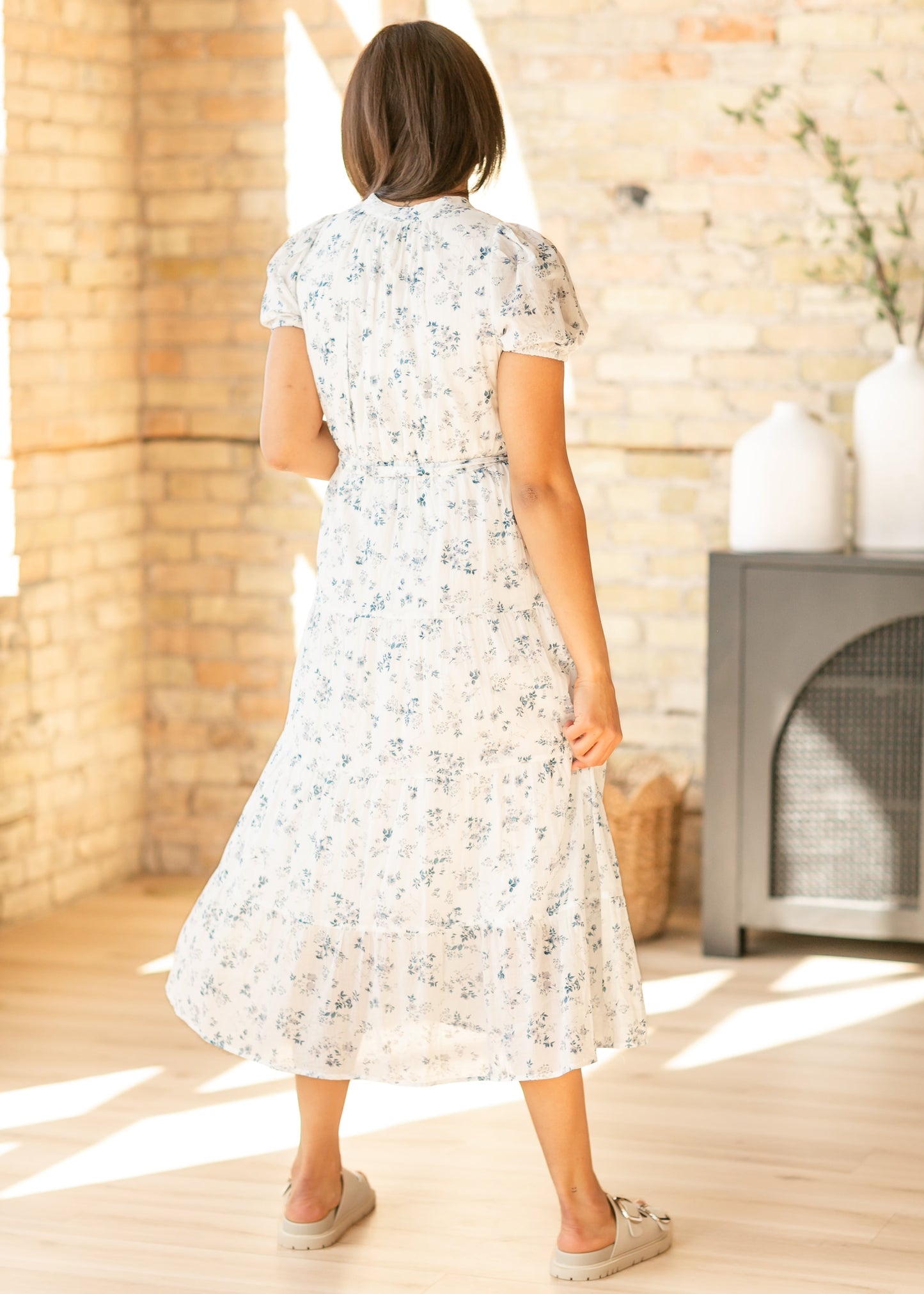 Blue Printed Button Front Tiered Maxi Dress - FINAL SALE