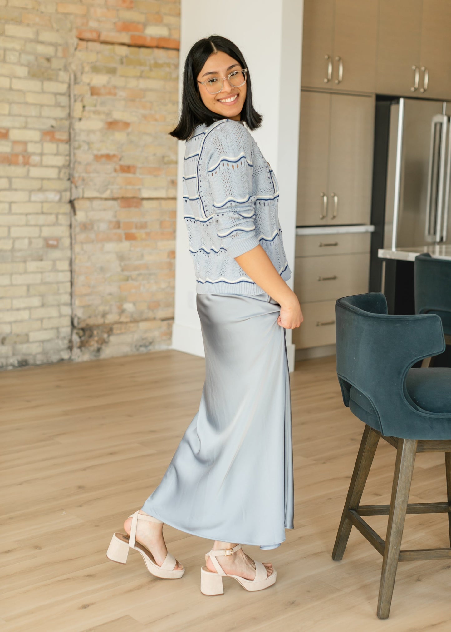 Blue Satin Slip Maxi Skirt - FINAL SALE