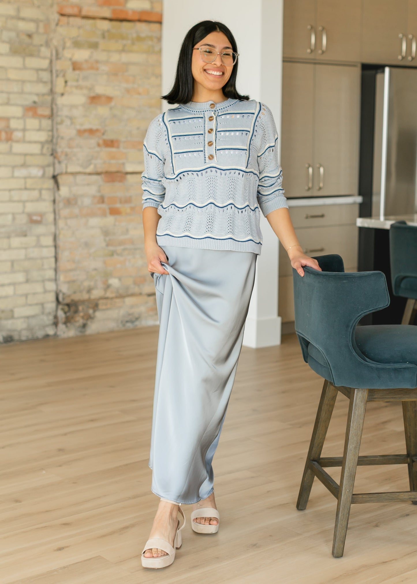 Blue Satin Slip Maxi Skirt - FINAL SALE