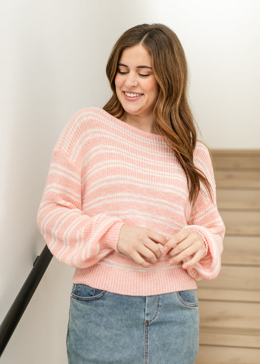 Boat Neck Striped Sweater