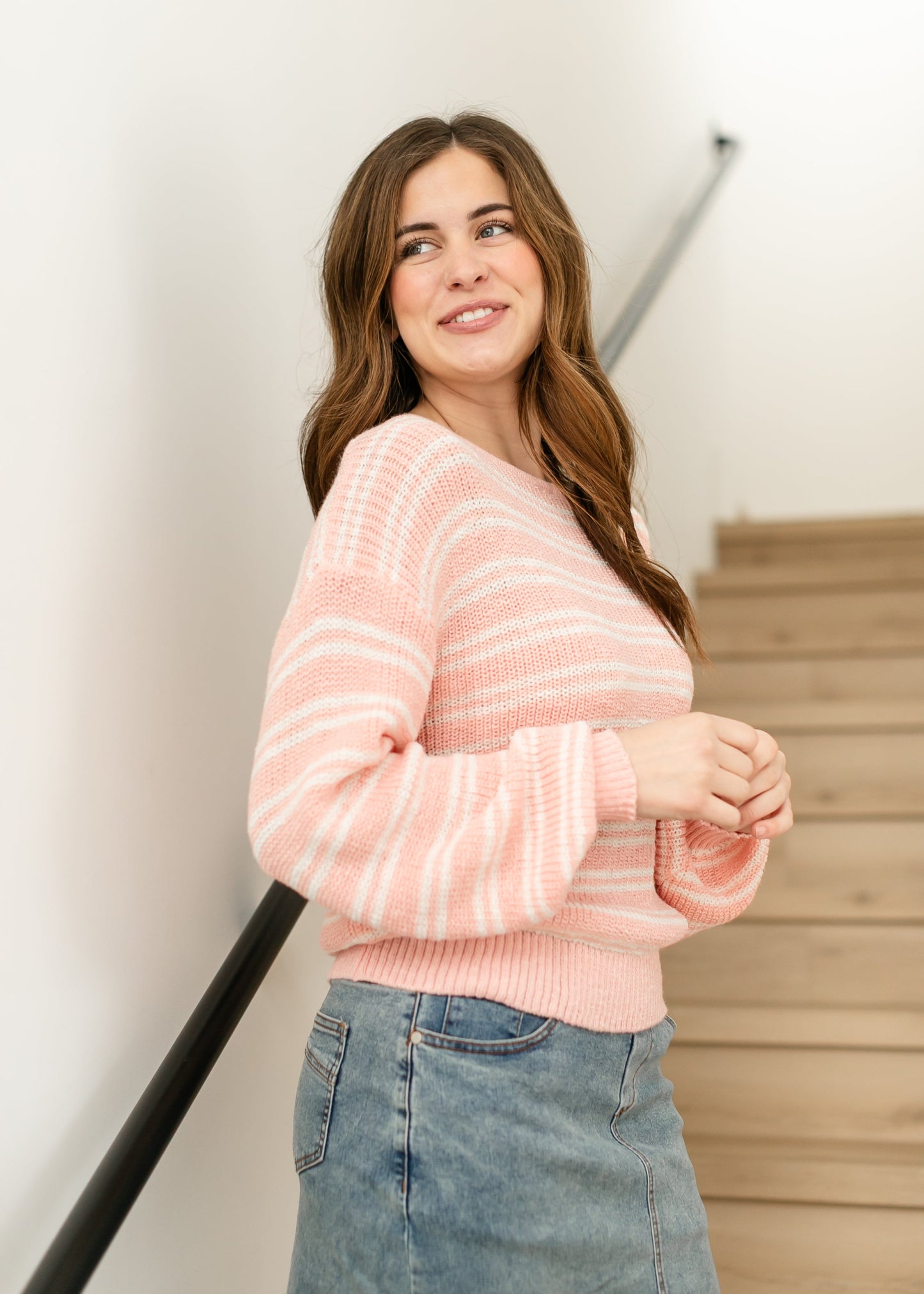 Boat Neck Striped Sweater