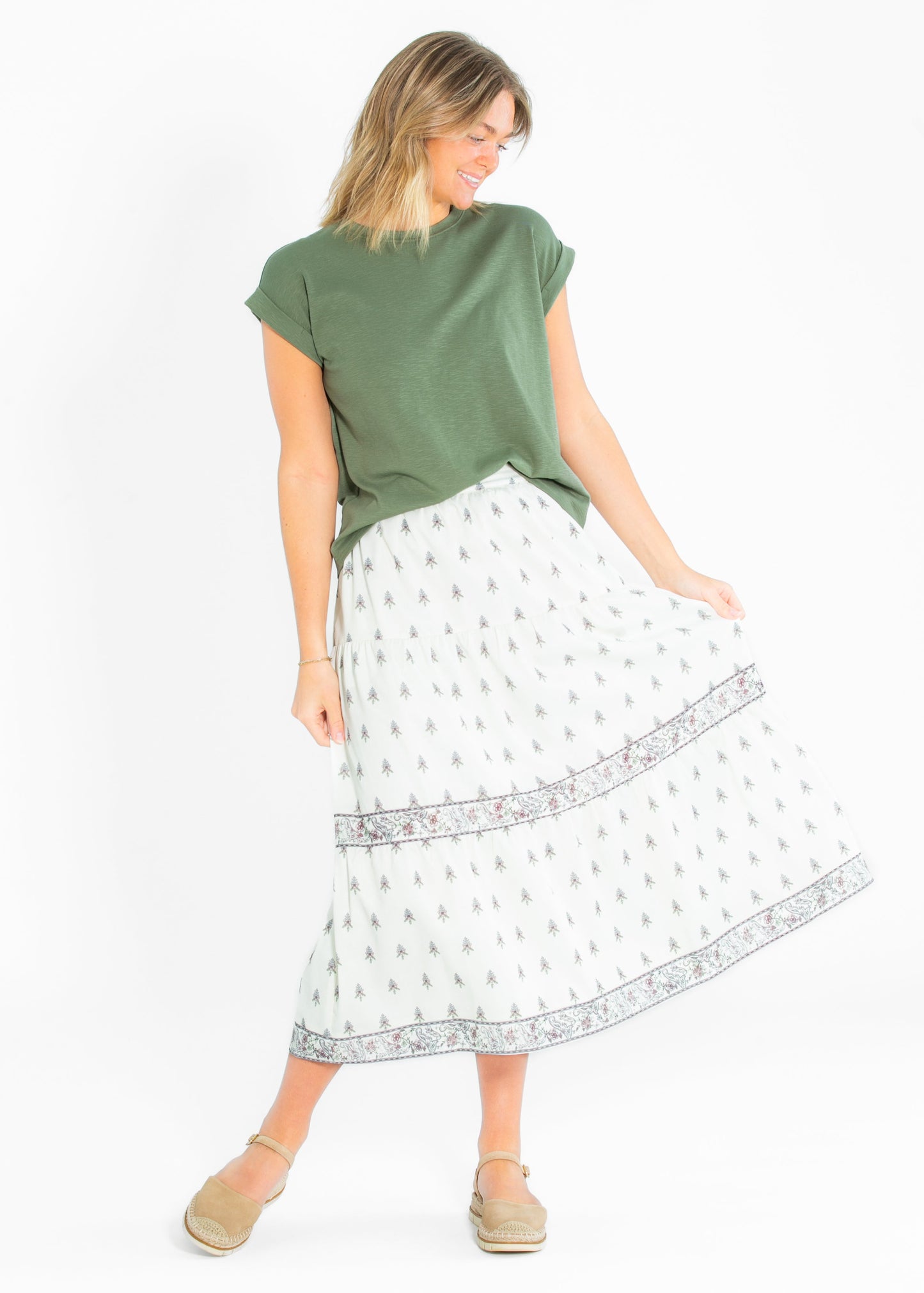 Border Print Tiered Maxi Skirt - FINAL SALE