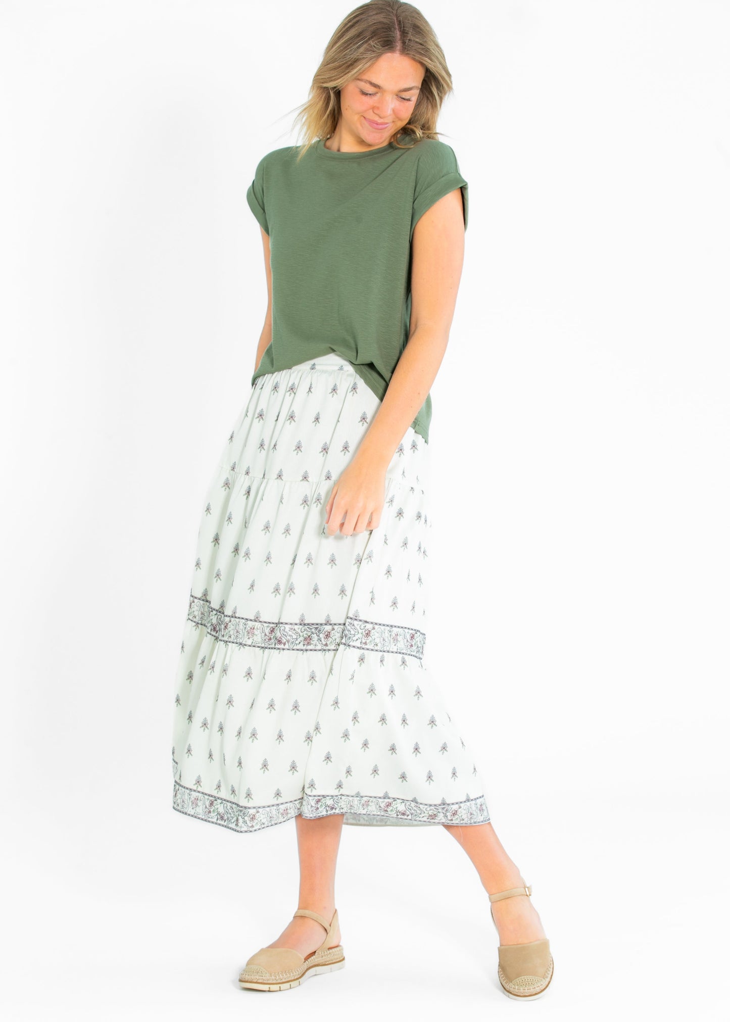 Border Print Tiered Maxi Skirt - FINAL SALE