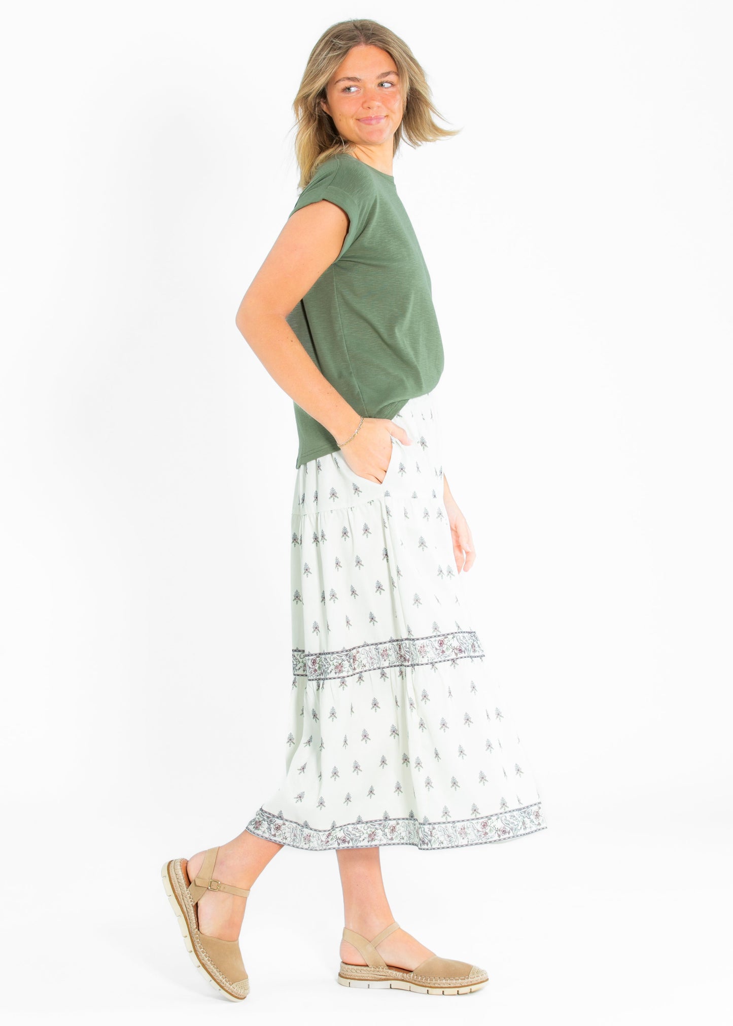 Border Print Tiered Maxi Skirt - FINAL SALE
