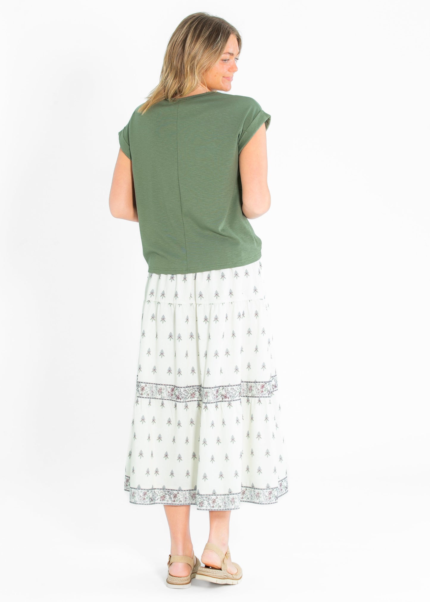 Border Print Tiered Maxi Skirt - FINAL SALE