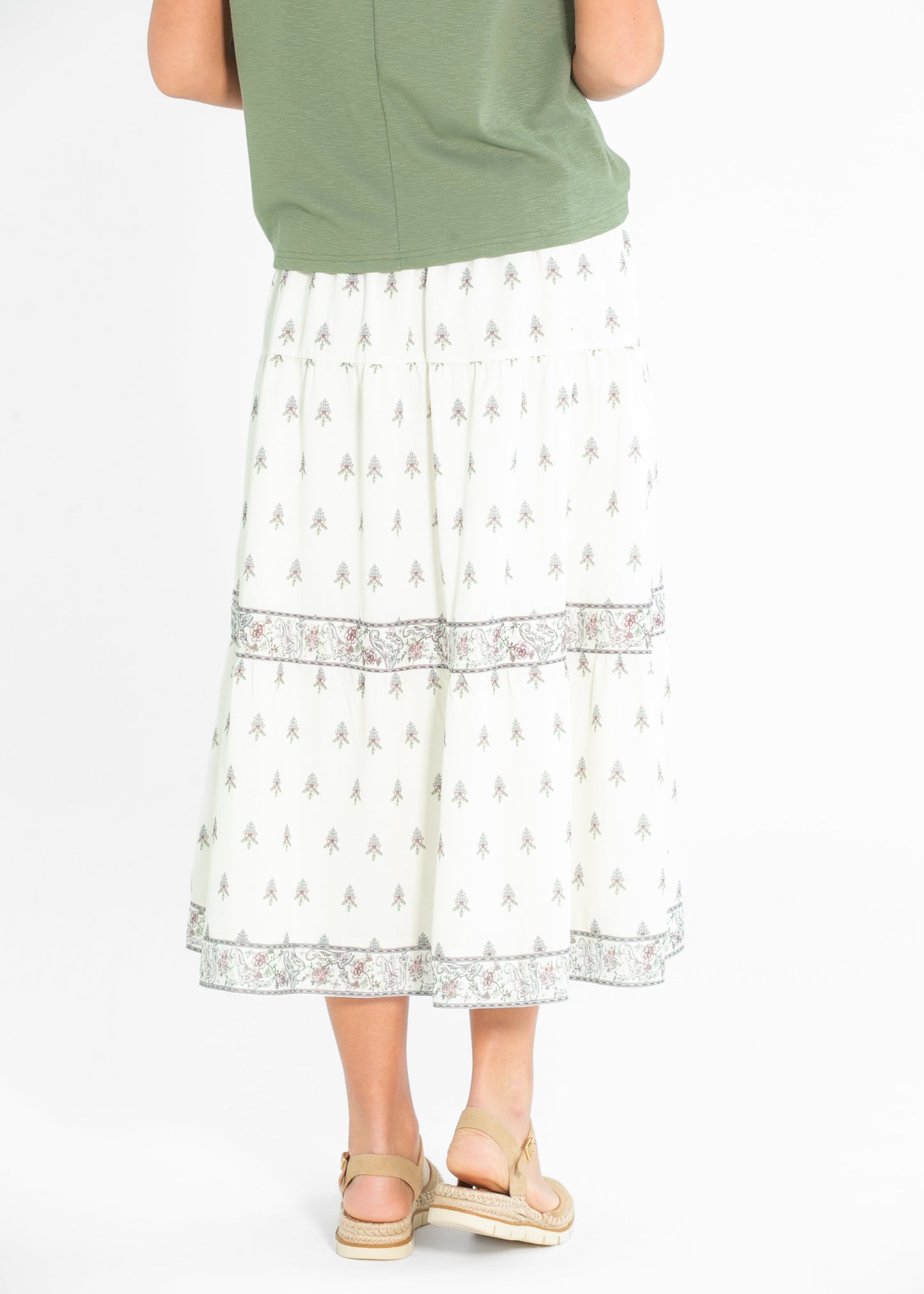 Border Print Tiered Maxi Skirt - FINAL SALE