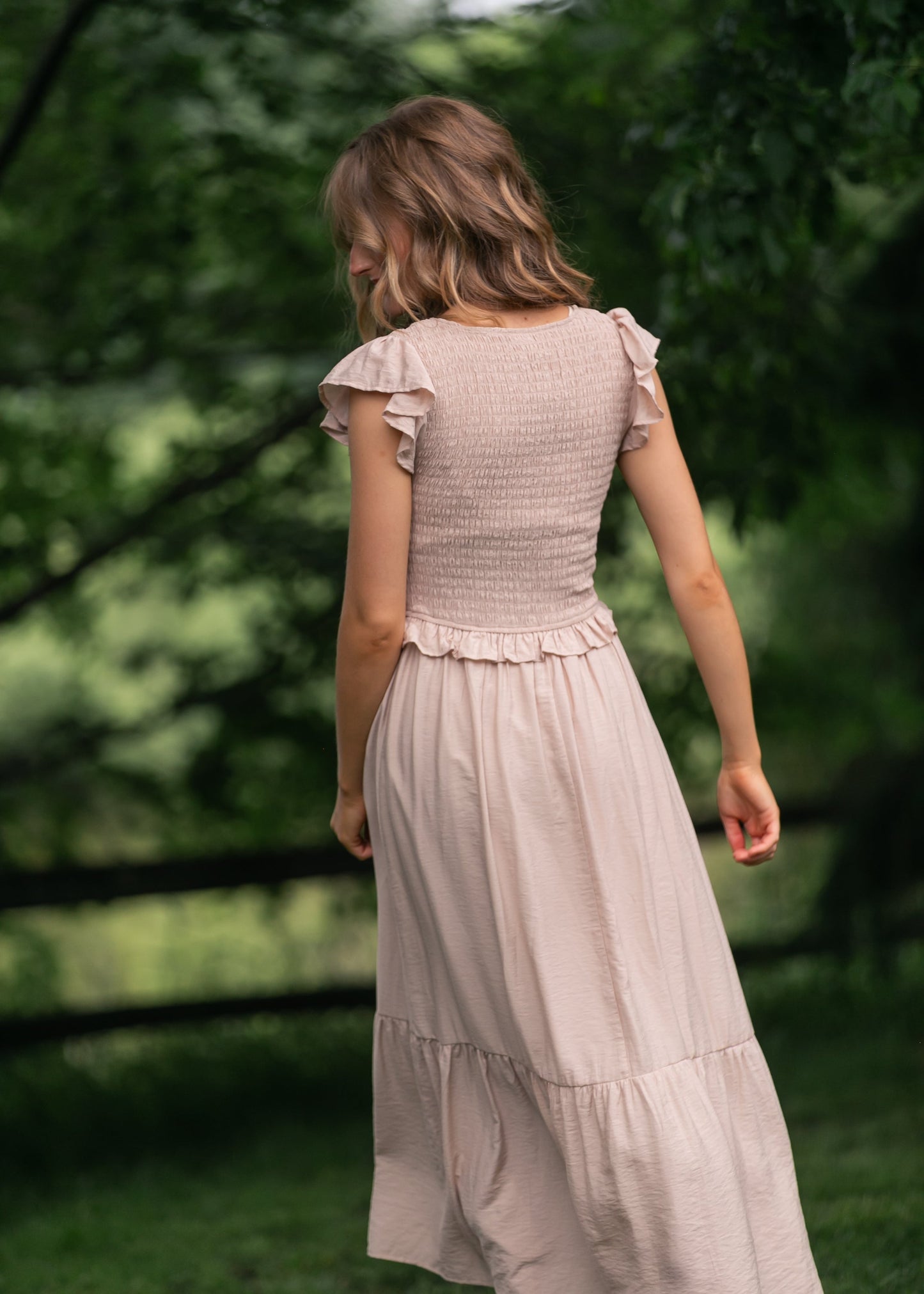 Bow Detail Smocked Midi Dress - FINAL SALE