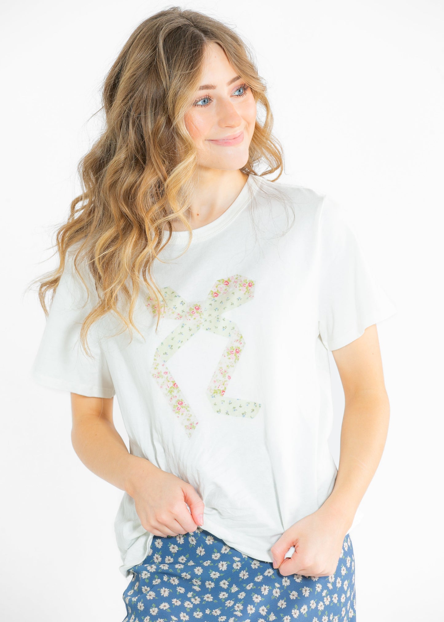 Cottage Bow Floral Graphic Tee - FINAL SALE