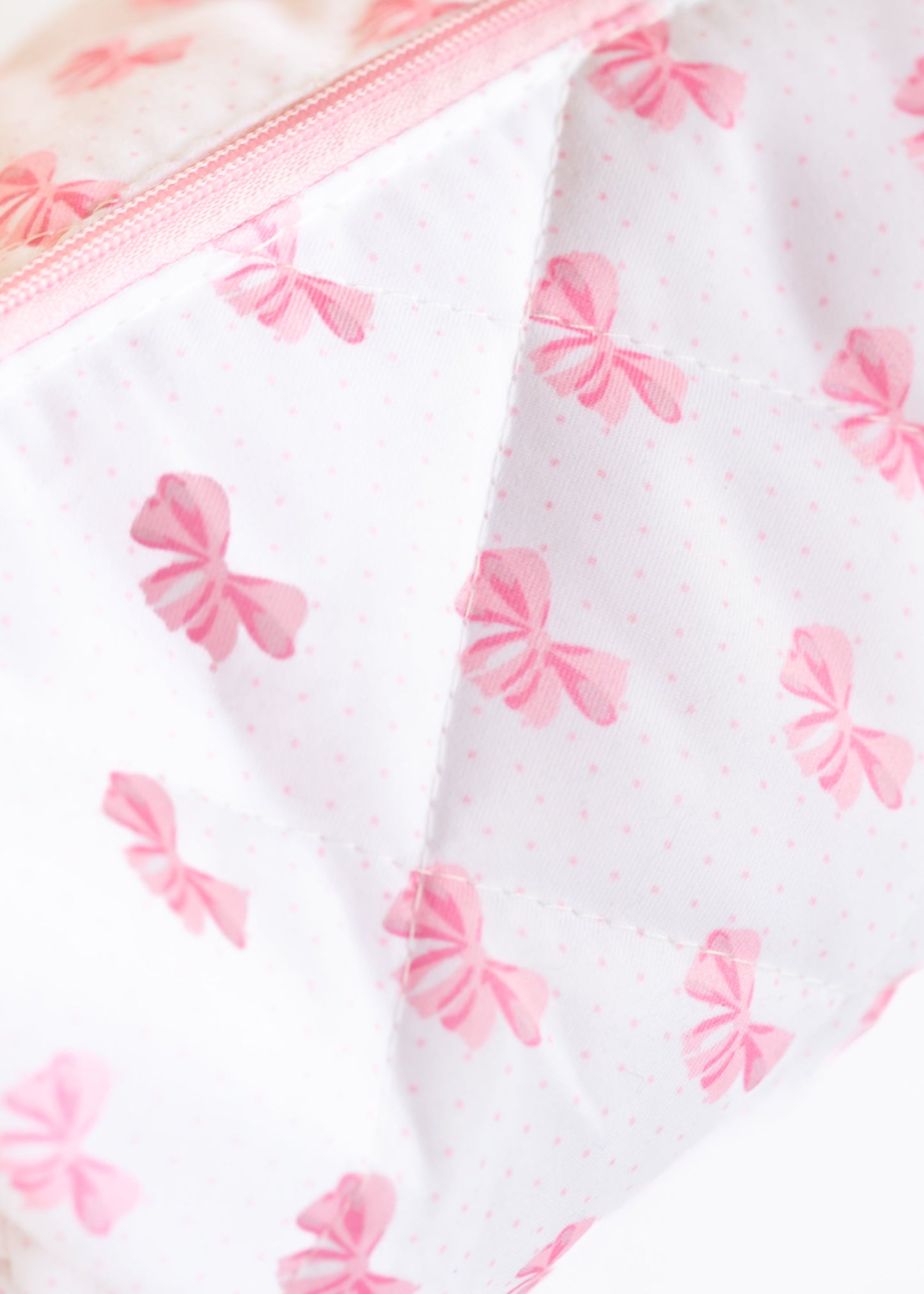 Bow Knot Quilted Zipper Makeup Bag - FINAL SALE